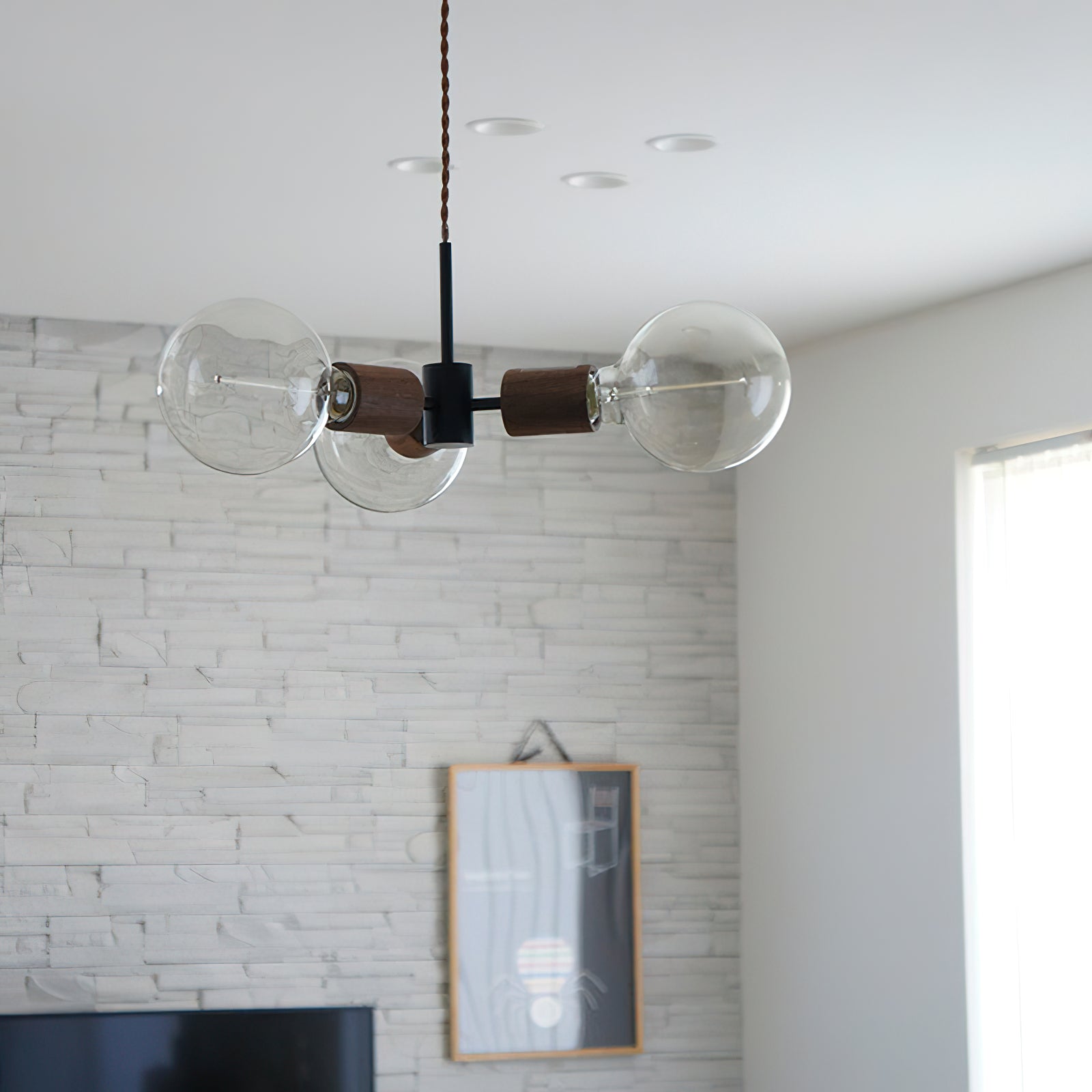 Filotto Pendant Lamp Exposed Bulb Wood Industrial - Letslighting