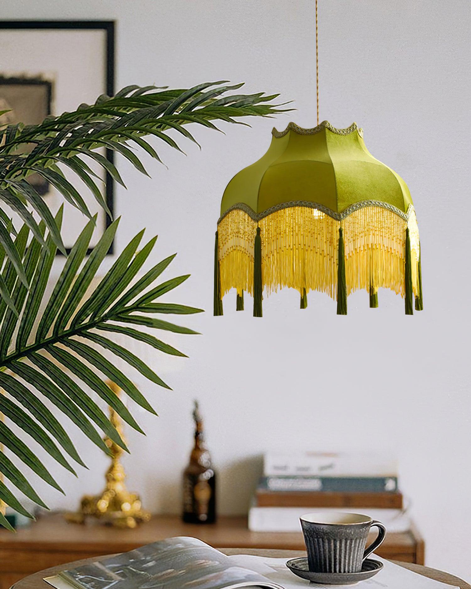 Fina Pendant Light Velvet Fringe Vintage Elegant Tassel - Letslighting