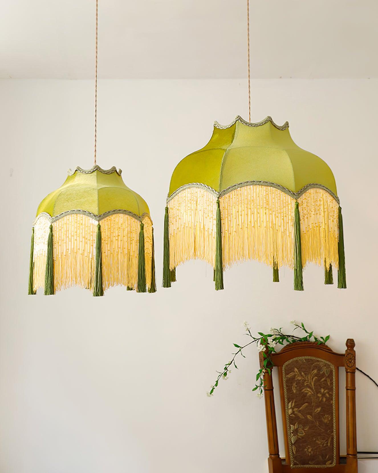 Fina Pendant Light Velvet Fringe Vintage Elegant Tassel - Letslighting