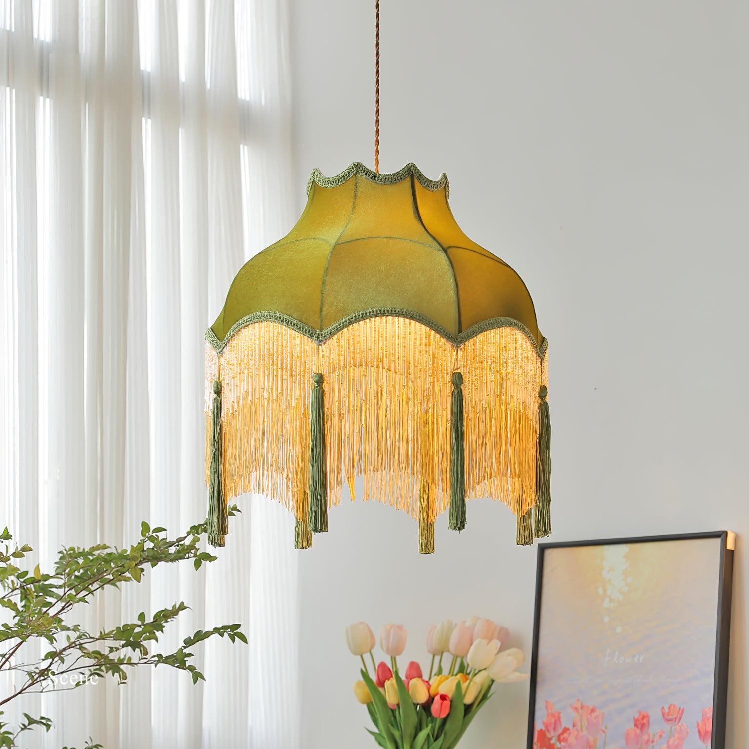 Fina Pendant Light Velvet Fringe Vintage Elegant Tassel - Letslighting