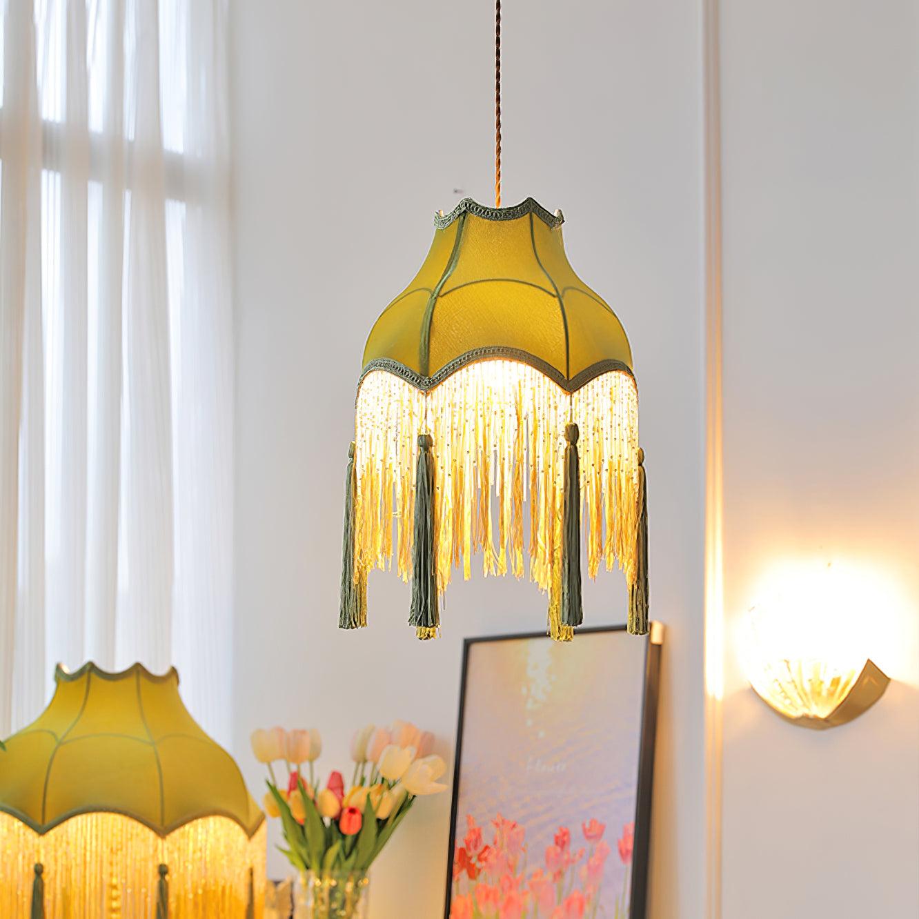 Fina Pendant Light Velvet Fringe Vintage Elegant Tassel - Letslighting
