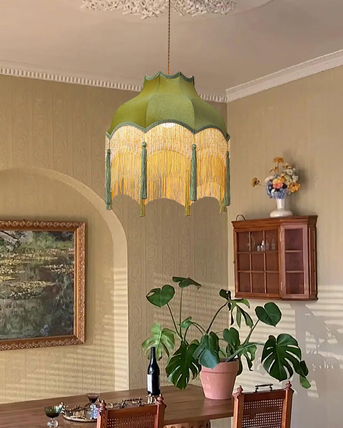 Fina Pendant Light Velvet Fringe Vintage Elegant Tassel - Letslighting