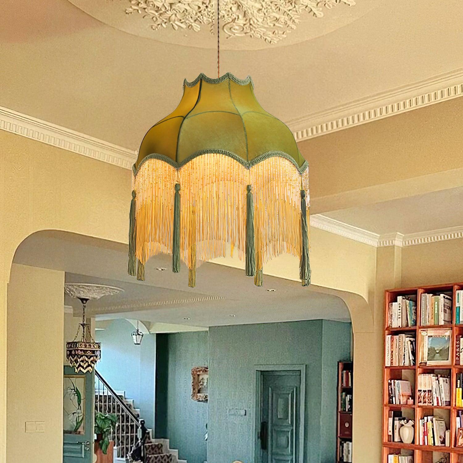 Fina Pendant Light Velvet Fringe Vintage Elegant Tassel - Letslighting