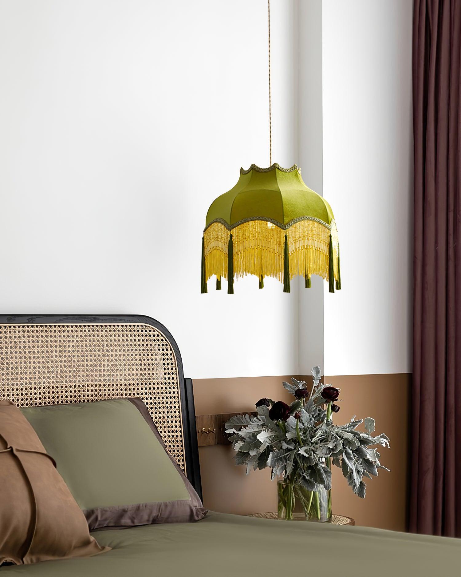 Fina Pendant Light Velvet Fringe Vintage Elegant Tassel - Letslighting