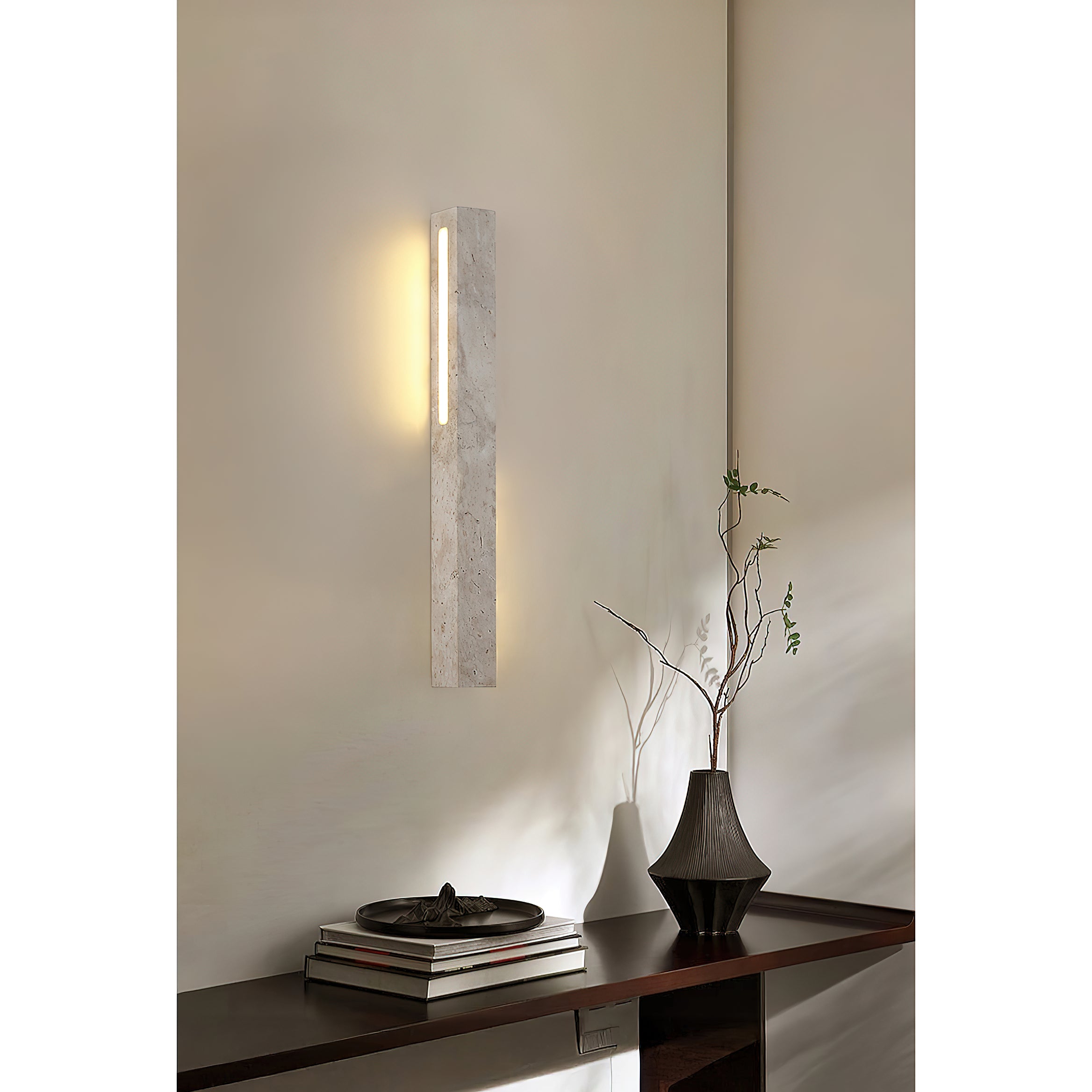 Eurdora Modern Minimalist Travertine Wall Lamp - Lamp Copper