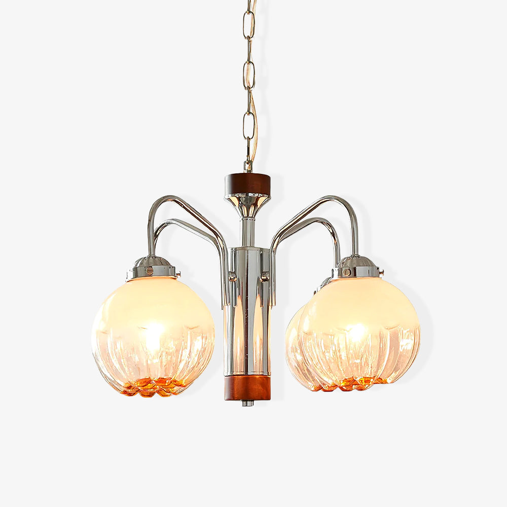 Ulliria Chandelier Art Nordique Fleur En Noyer Et Verre - Neutralighting