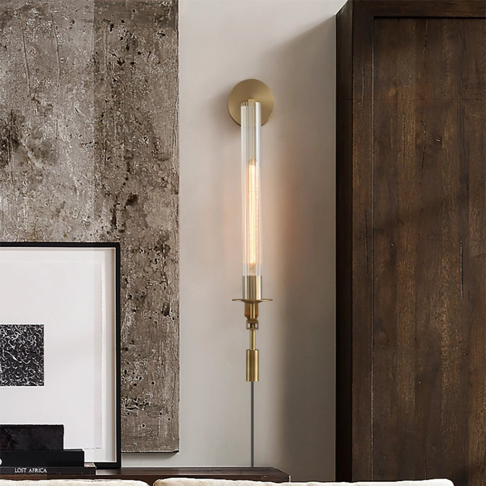 Ceshaisra French Classicism Plug-in Brass Glass Wall Lamp - Neutralighting