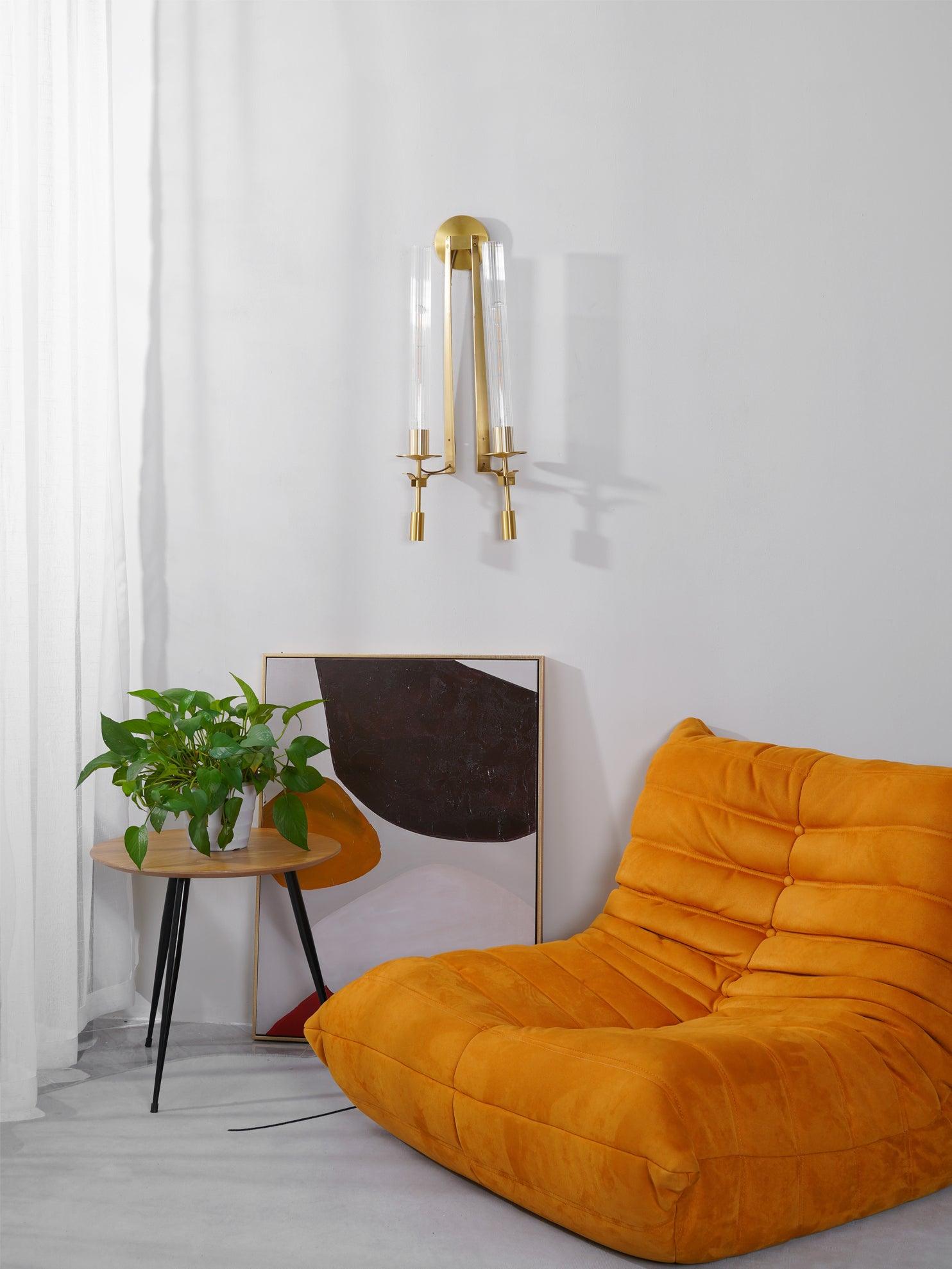 Lustra Applique Murale Laiton Minimaliste Verre Cannelé - Neutralighting