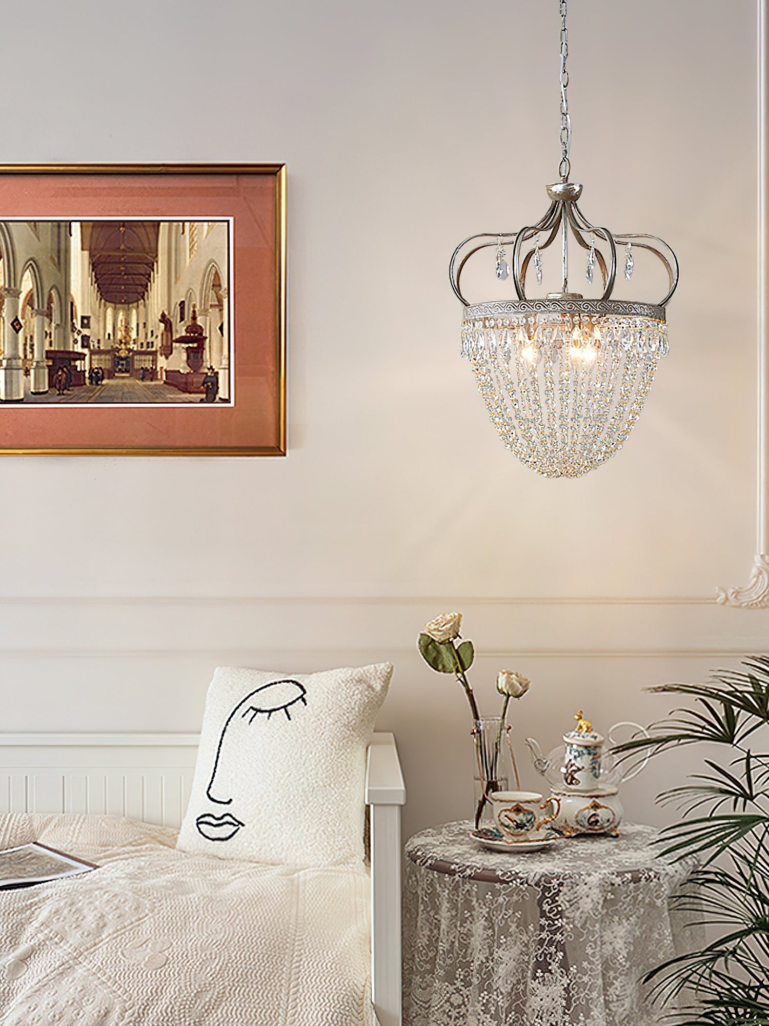 Abella Tear Drop Crystal Chandelier - Lamp Copper