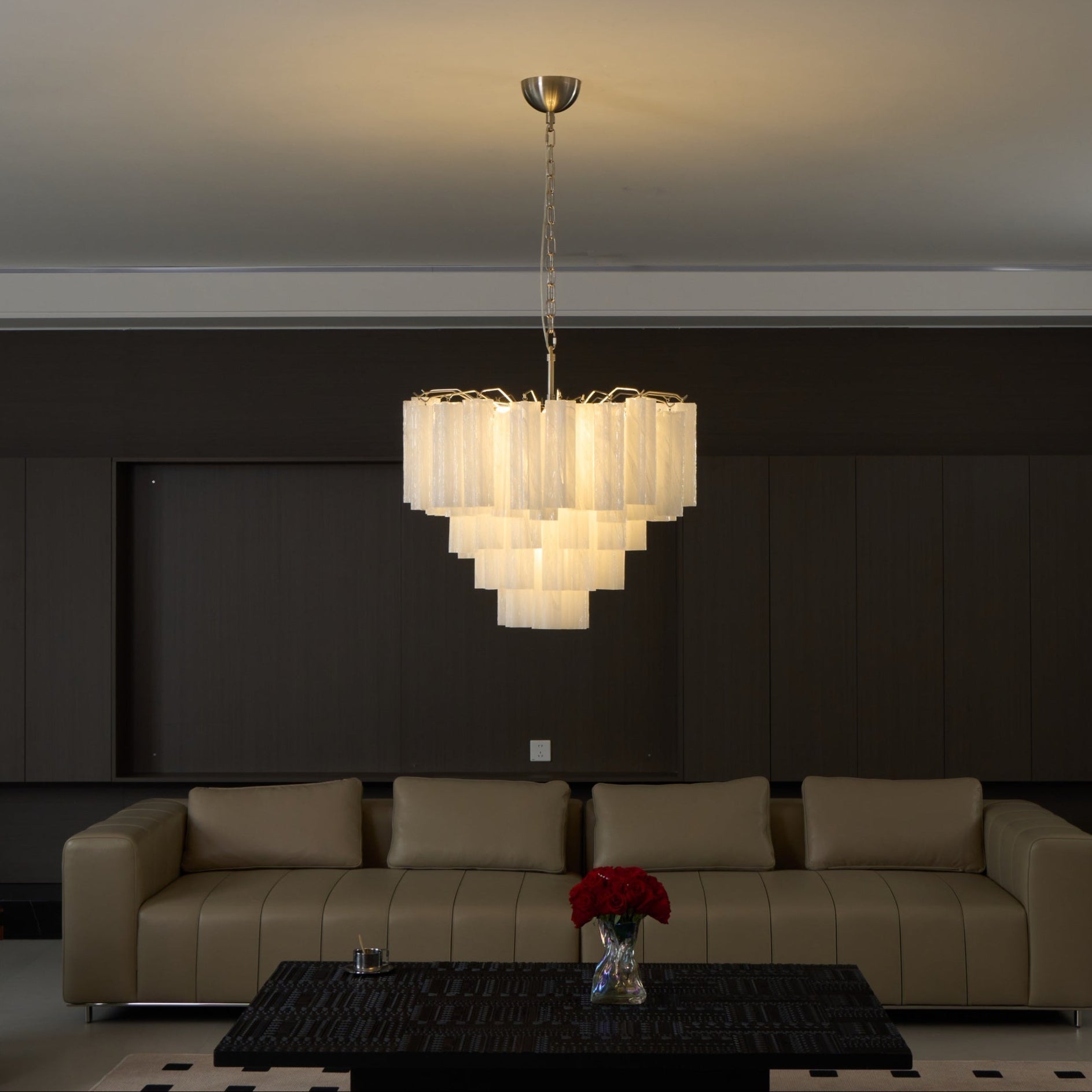 Aurora Chandelier Frosted Murano Glass Tiered Cascade - Letslighting