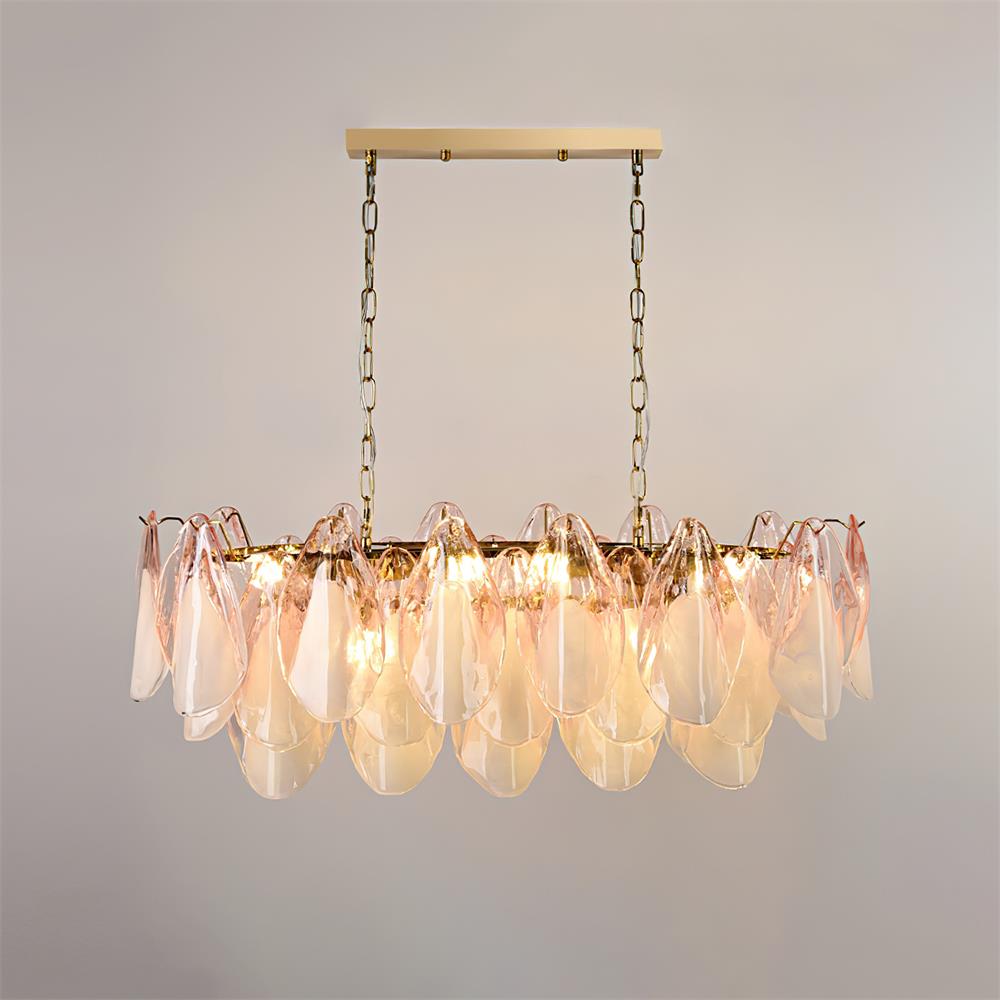 Fuchsia Lustre Pétales En Verre Vert Rosé - Neutralighting