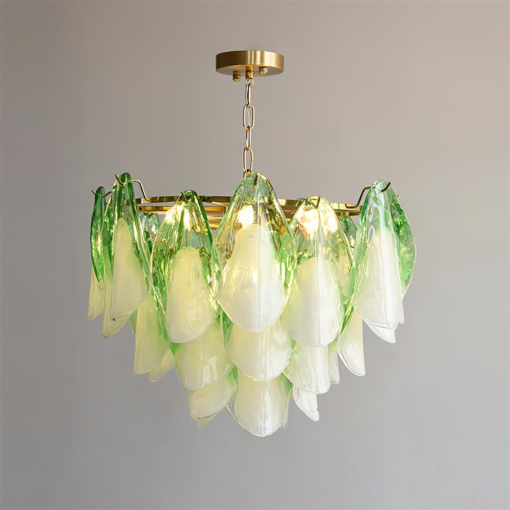 Fuchsia Lustre Pétales En Verre Vert Rosé - Neutralighting