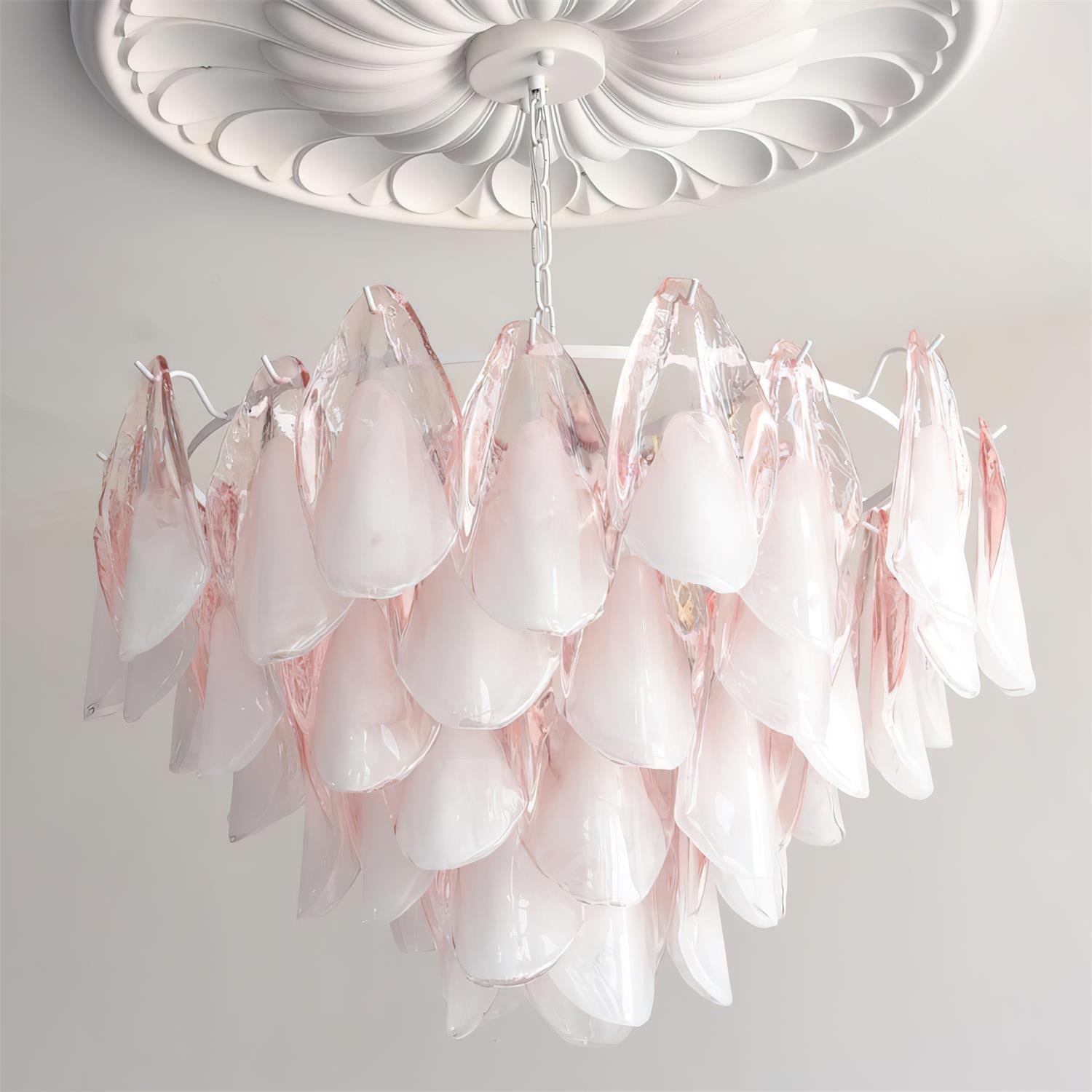 Fuchsia Lustre Pétales En Verre Vert Rosé - Neutralighting