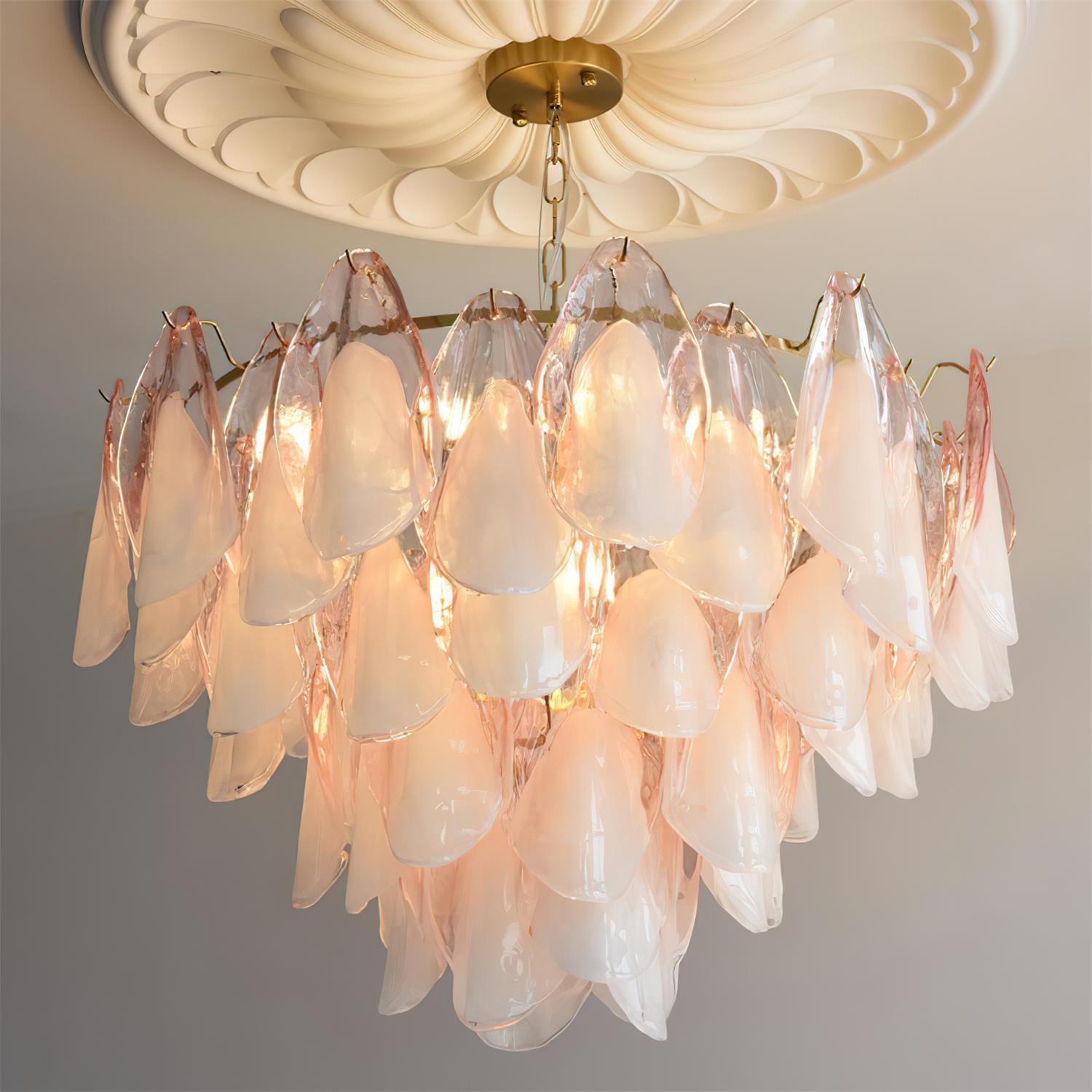 Fuchsia Lustre Pétales En Verre Vert Rosé - Neutralighting