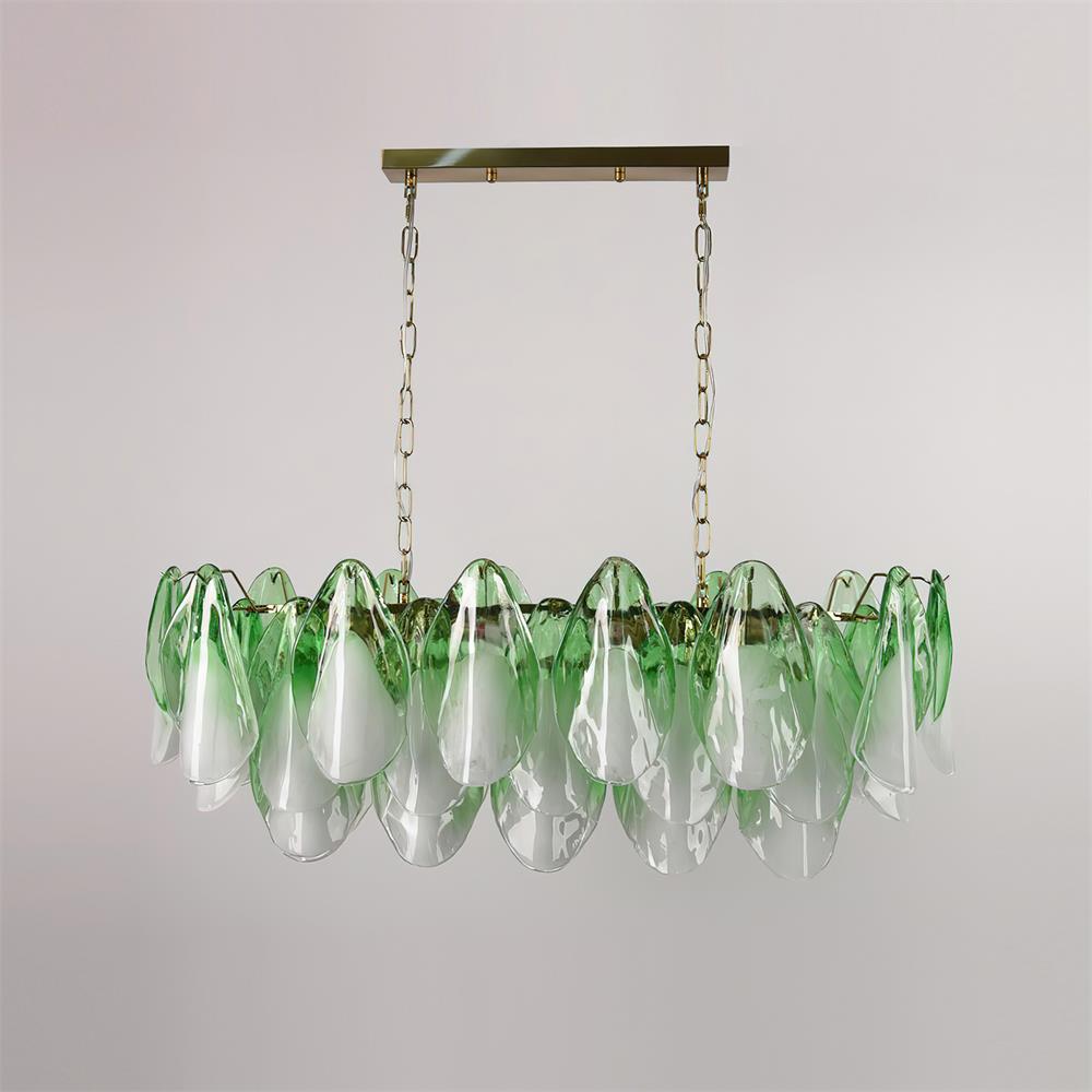 Fuchsia Lustre Pétales En Verre Vert Rosé - Neutralighting