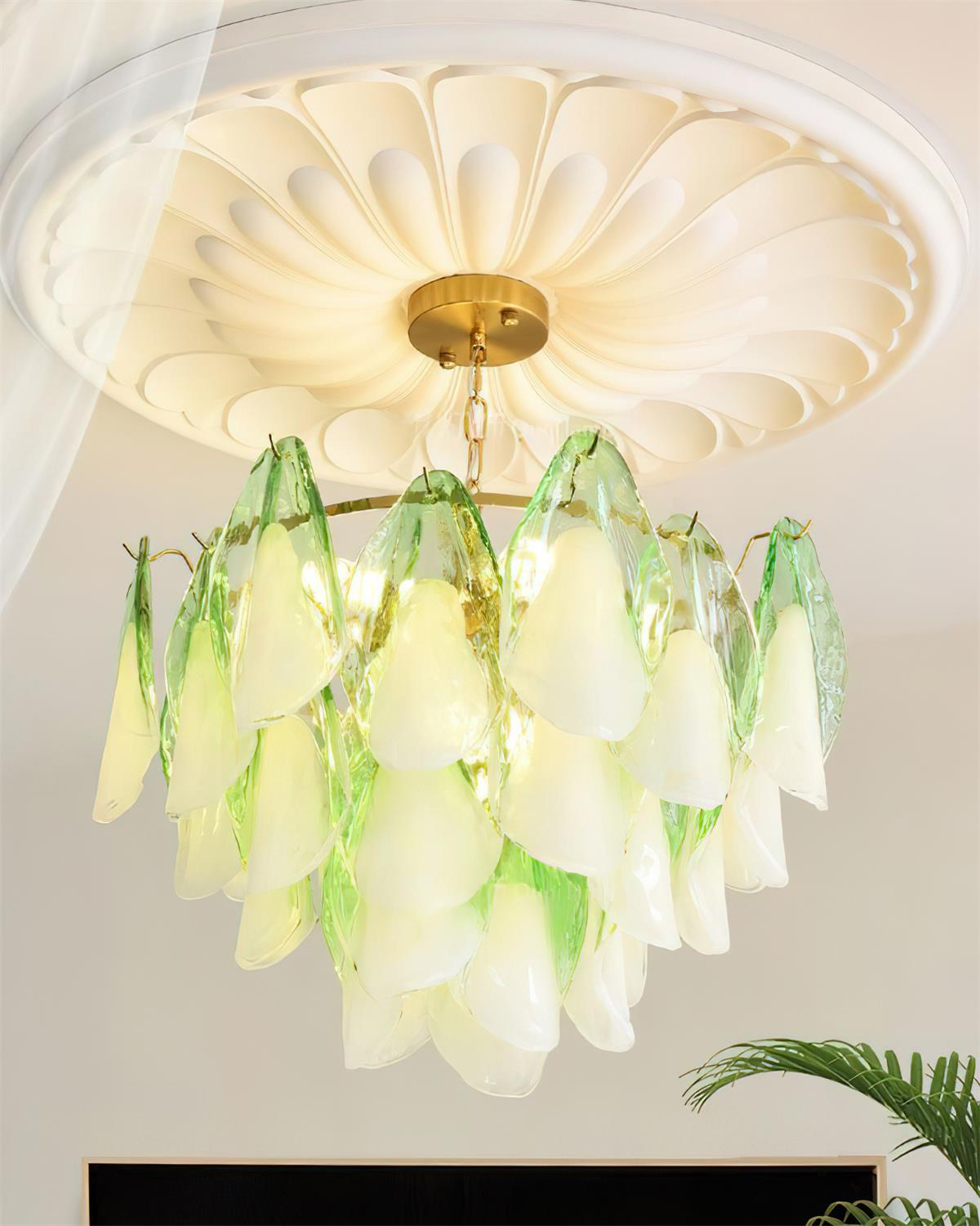 Fuchsia Lustre Pétales En Verre Vert Rosé - Neutralighting