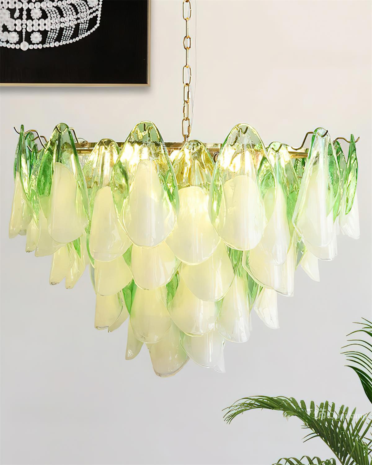 Fuchsia Lustre Pétales En Verre Vert Rosé - Neutralighting