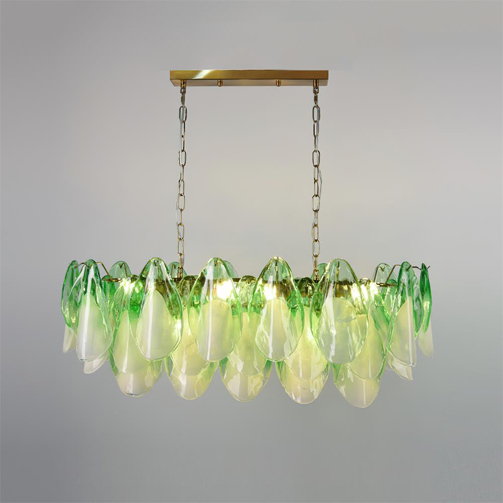 Fuchsia Lustre Pétales En Verre Vert Rosé - Neutralighting
