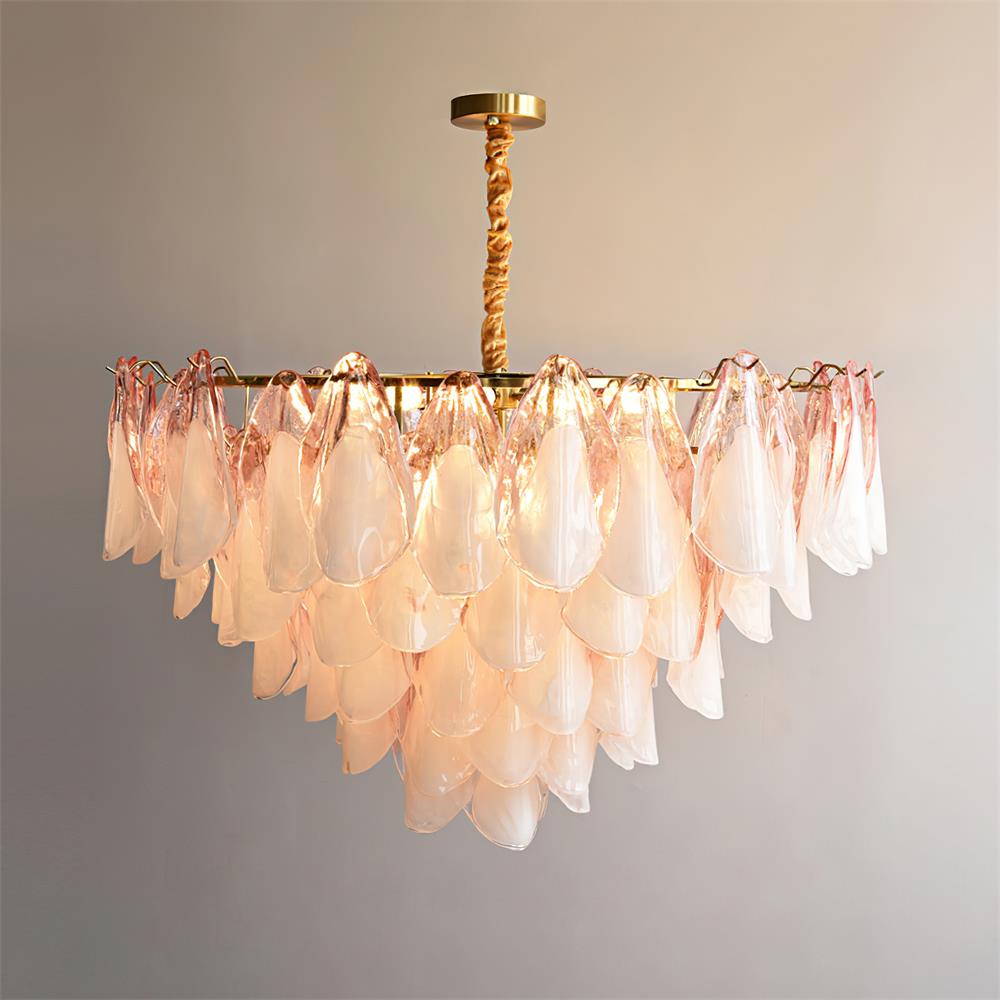 Fuchsia Lustre Pétales En Verre Vert Rosé - Neutralighting