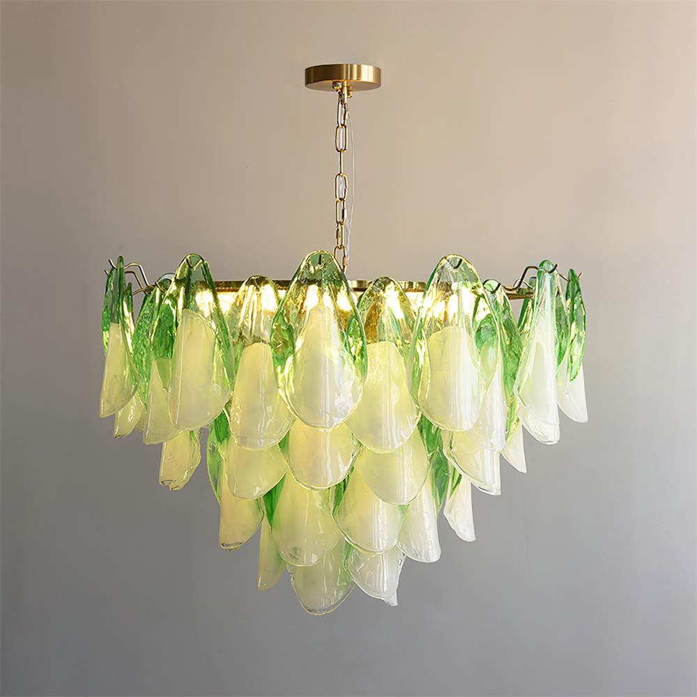Fuchsia Lustre Pétales En Verre Vert Rosé - Neutralighting