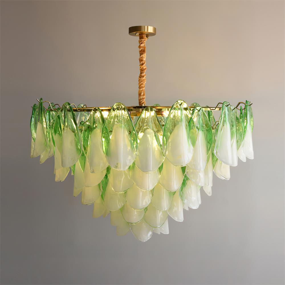 Fuchsia Lustre Pétales En Verre Vert Rosé - Neutralighting