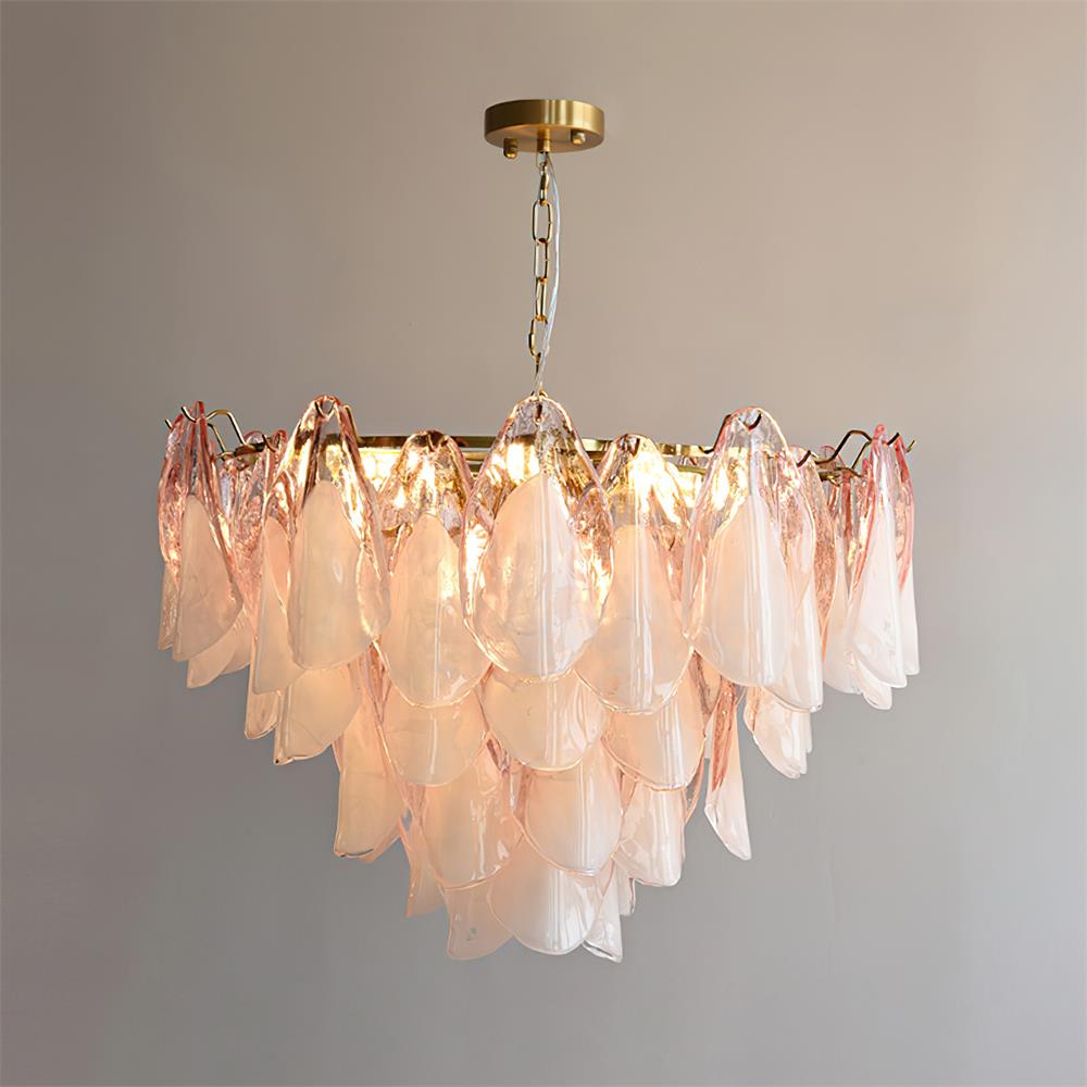 Fuchsia Lustre Pétales En Verre Vert Rosé - Neutralighting