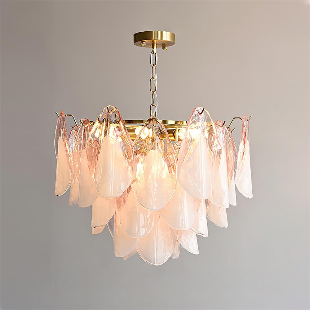 Fuchsia Lustre Pétales En Verre Vert Rosé - Neutralighting