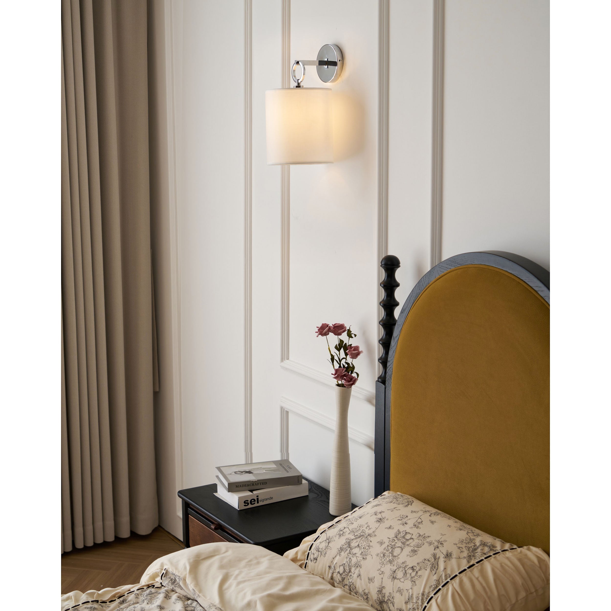 Cotheor Applique Murale Circulaire Laiton Tissu Minimaliste Moderne - Neutralighting