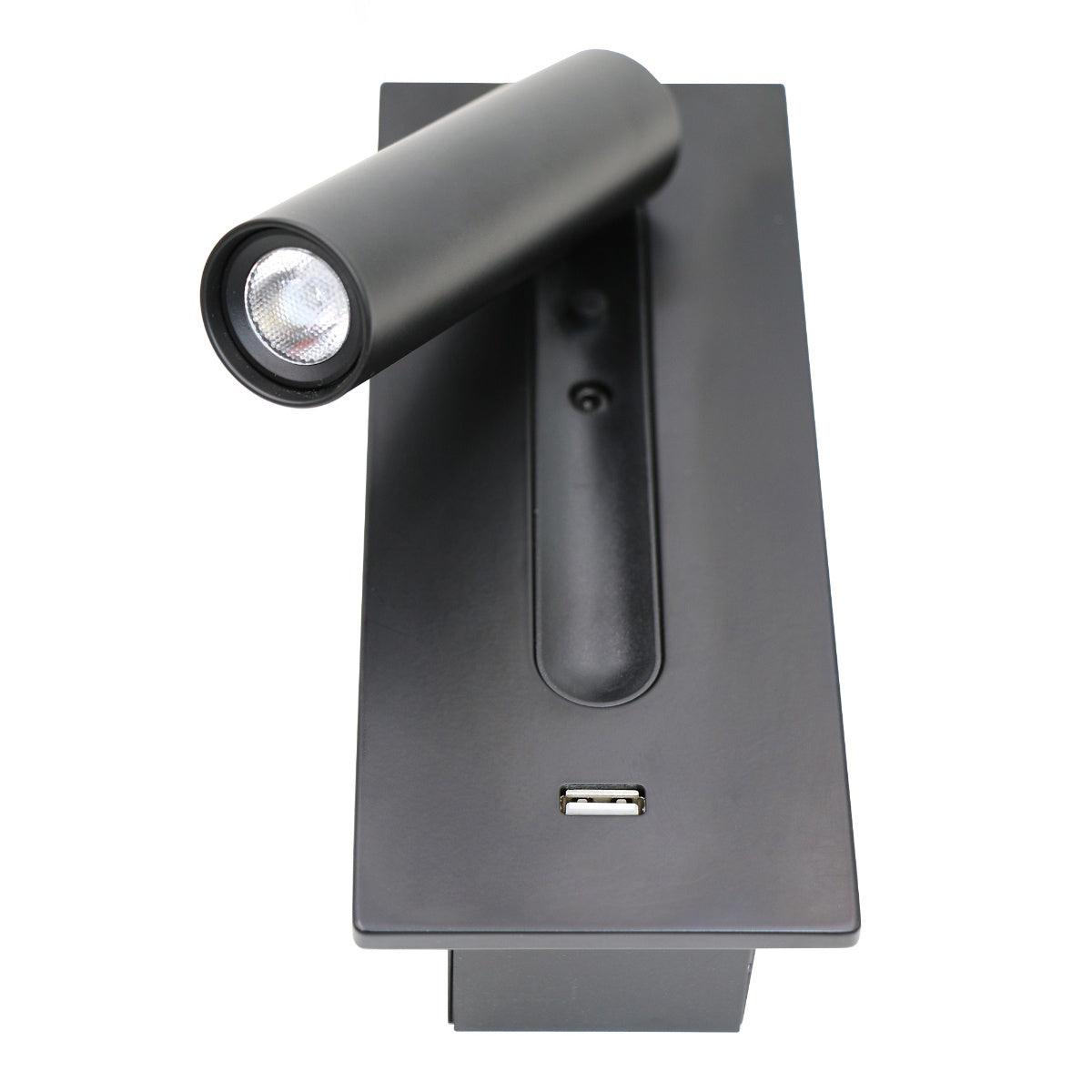 Aare Moderne Minimaliste Chevet USB Noir Luminaire Mural - Neutralighting
