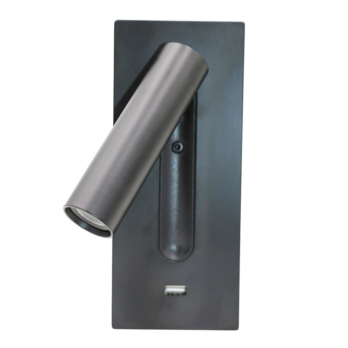 Aare Moderne Minimaliste Chevet USB Noir Luminaire Mural - Neutralighting