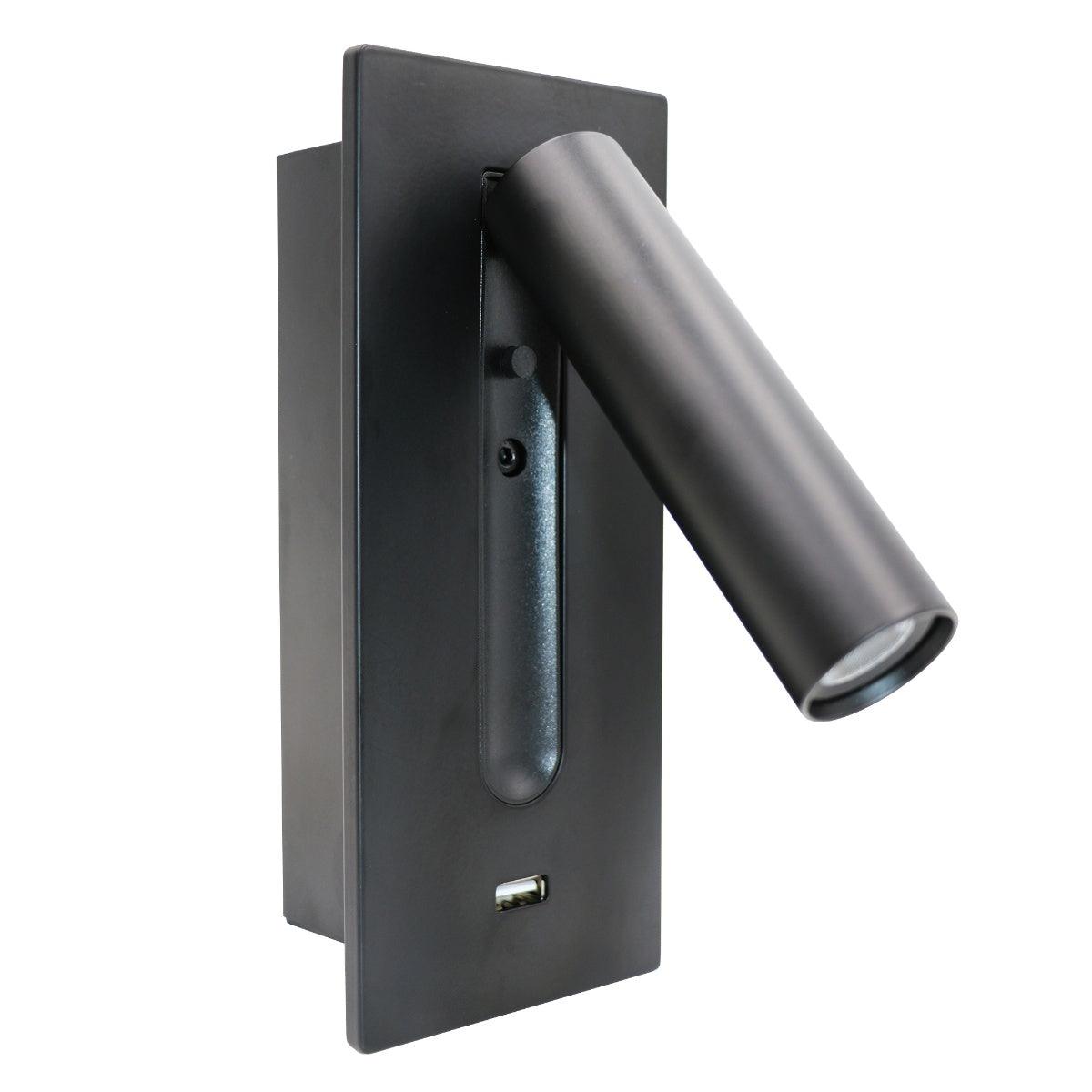 Aare Moderne Minimaliste Chevet USB Noir Luminaire Mural - Neutralighting