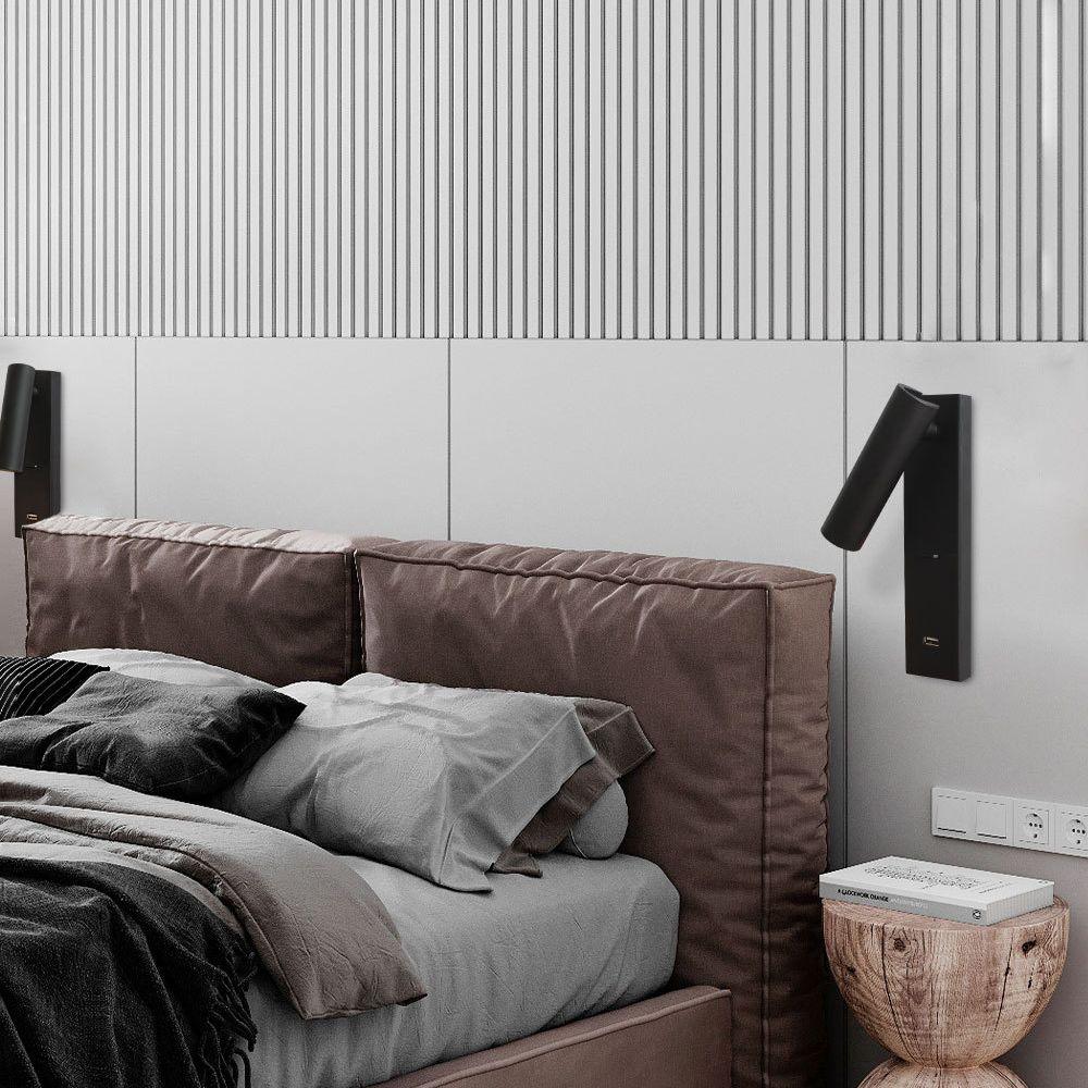 Aare Moderne Minimaliste Chevet USB Noir Luminaire Mural - Neutralighting