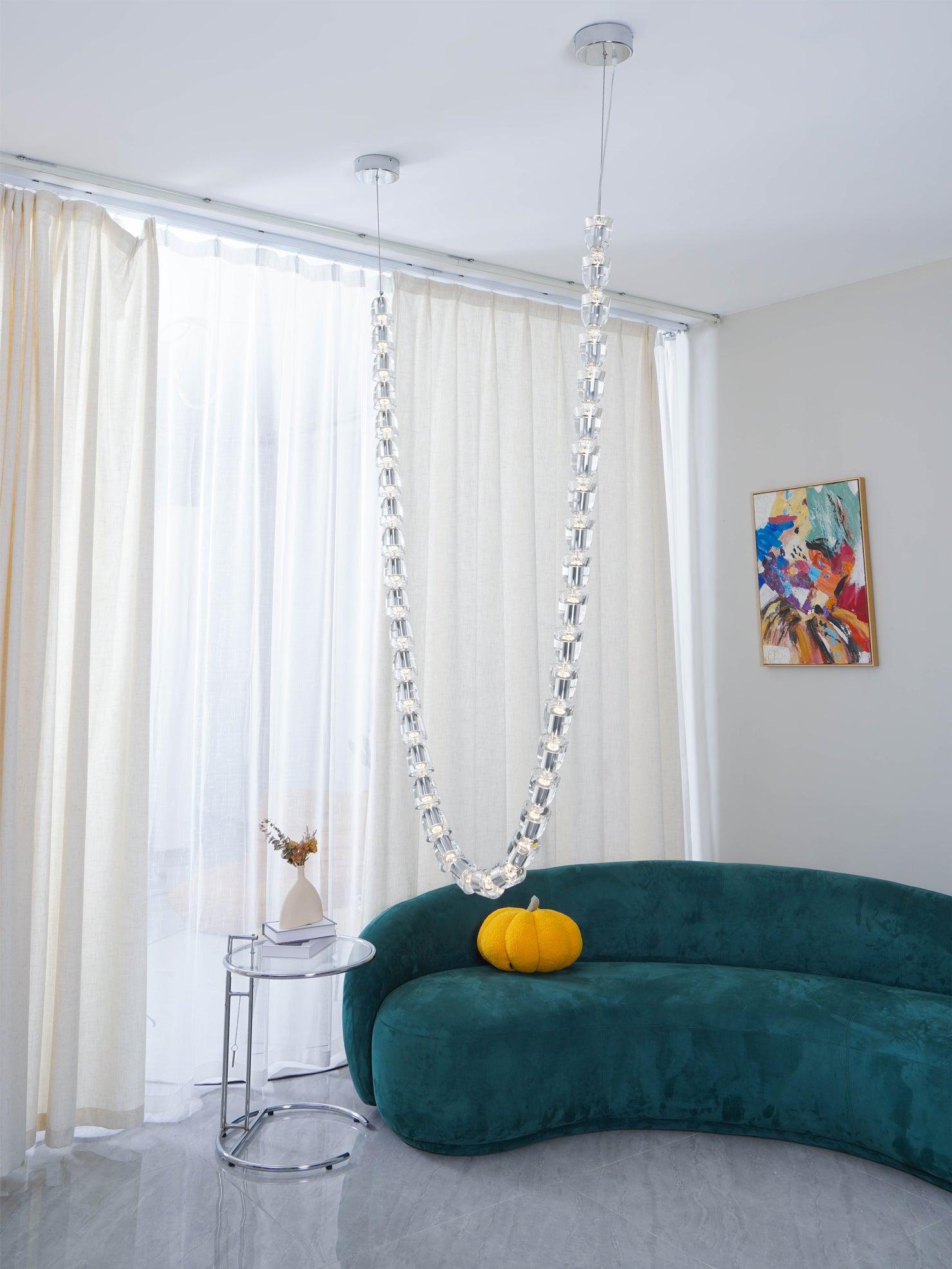 Lustra Chandelier Chrome Cristal Entrelacé Lignes - Neutralighting