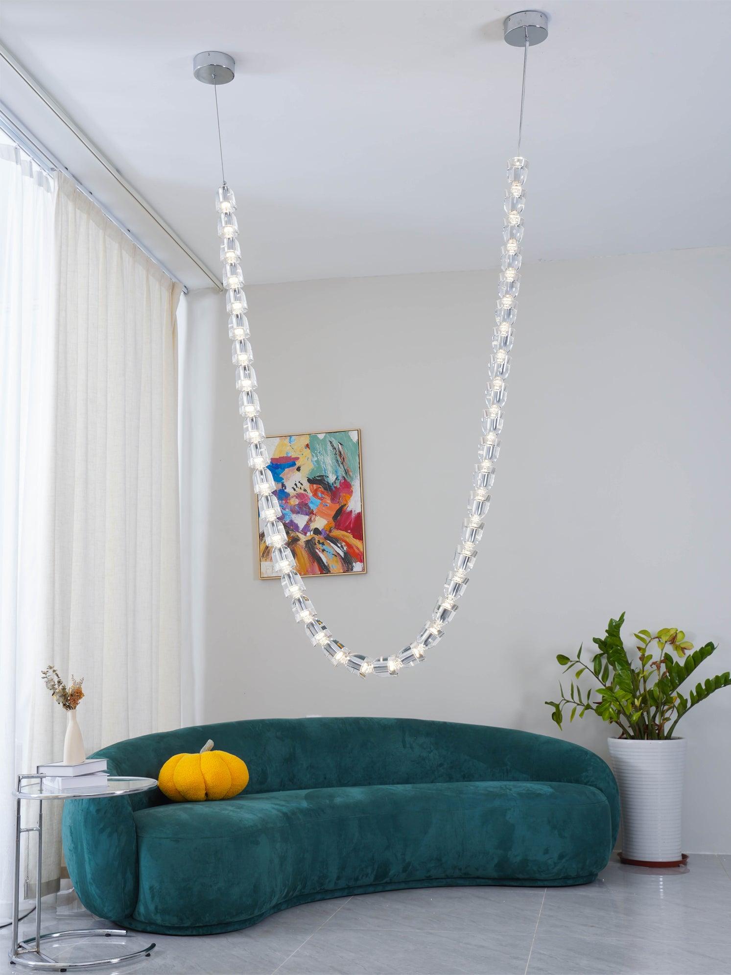 Lustra Chandelier Chrome Cristal Entrelacé Lignes - Neutralighting