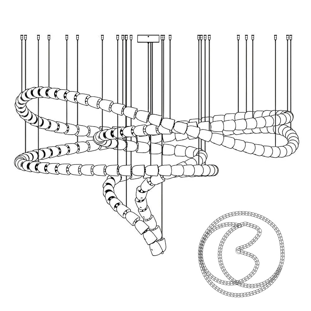 Lustra Chandelier Chrome Cristal Entrelacé Lignes - Neutralighting