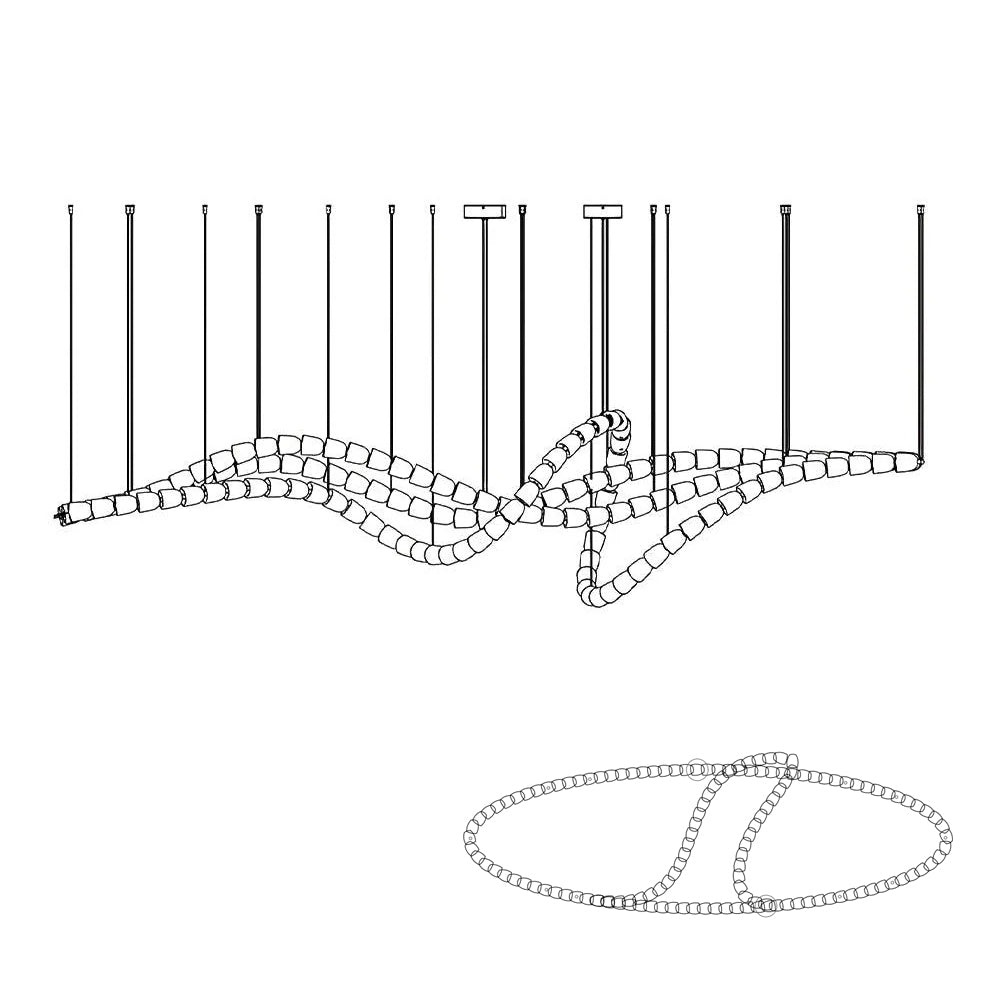 Lustra Chandelier Chrome Cristal Entrelacé Lignes - Neutralighting
