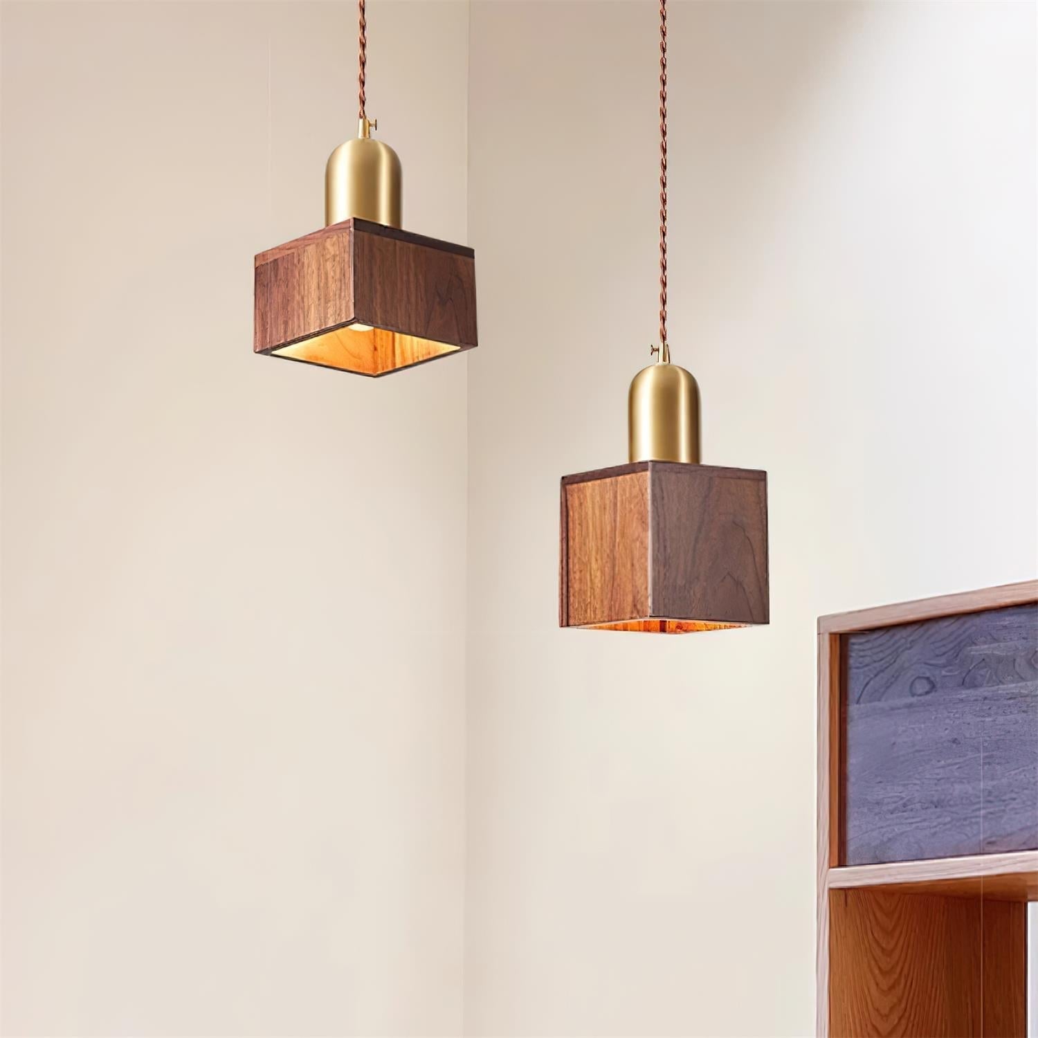 Emberin Suspension en bois de formes assorties en bois massif et laiton - Neutralighting