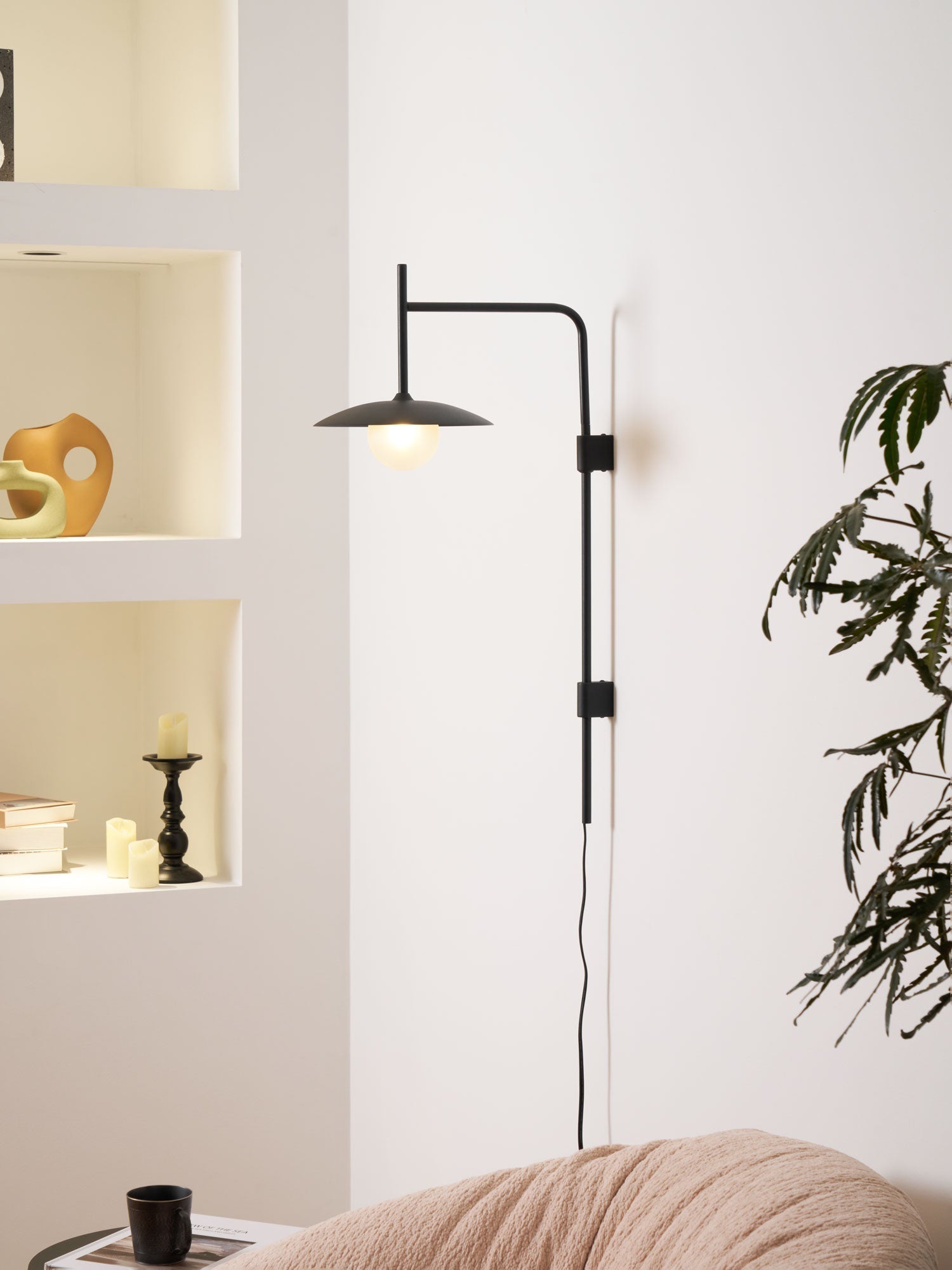 Edan Swing Arm Plug-in Glass Wall Lamp - Neutralighting
