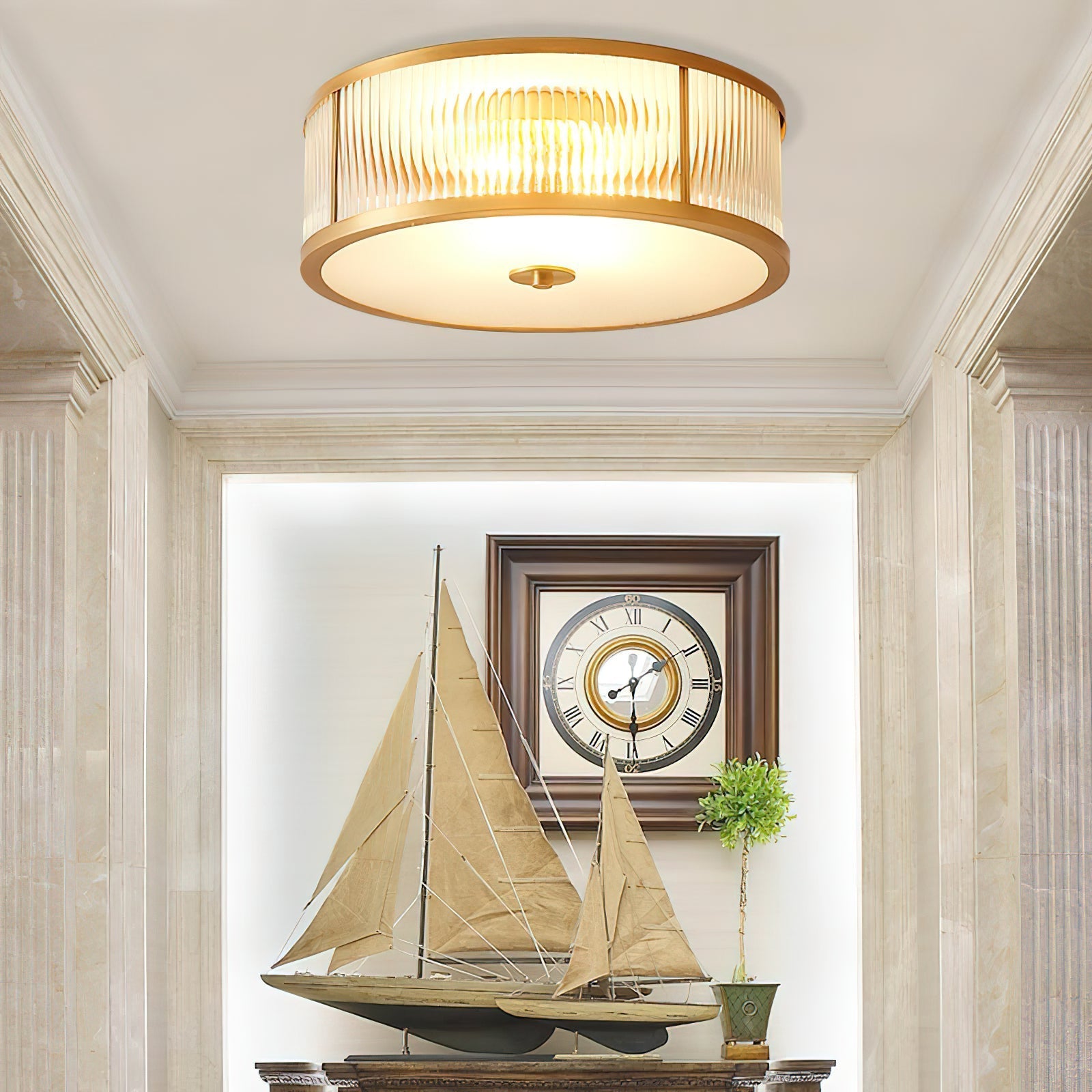 Avvynila Lampe de Plafond Laiton Verre Minimaliste Moderne - Neutralighting