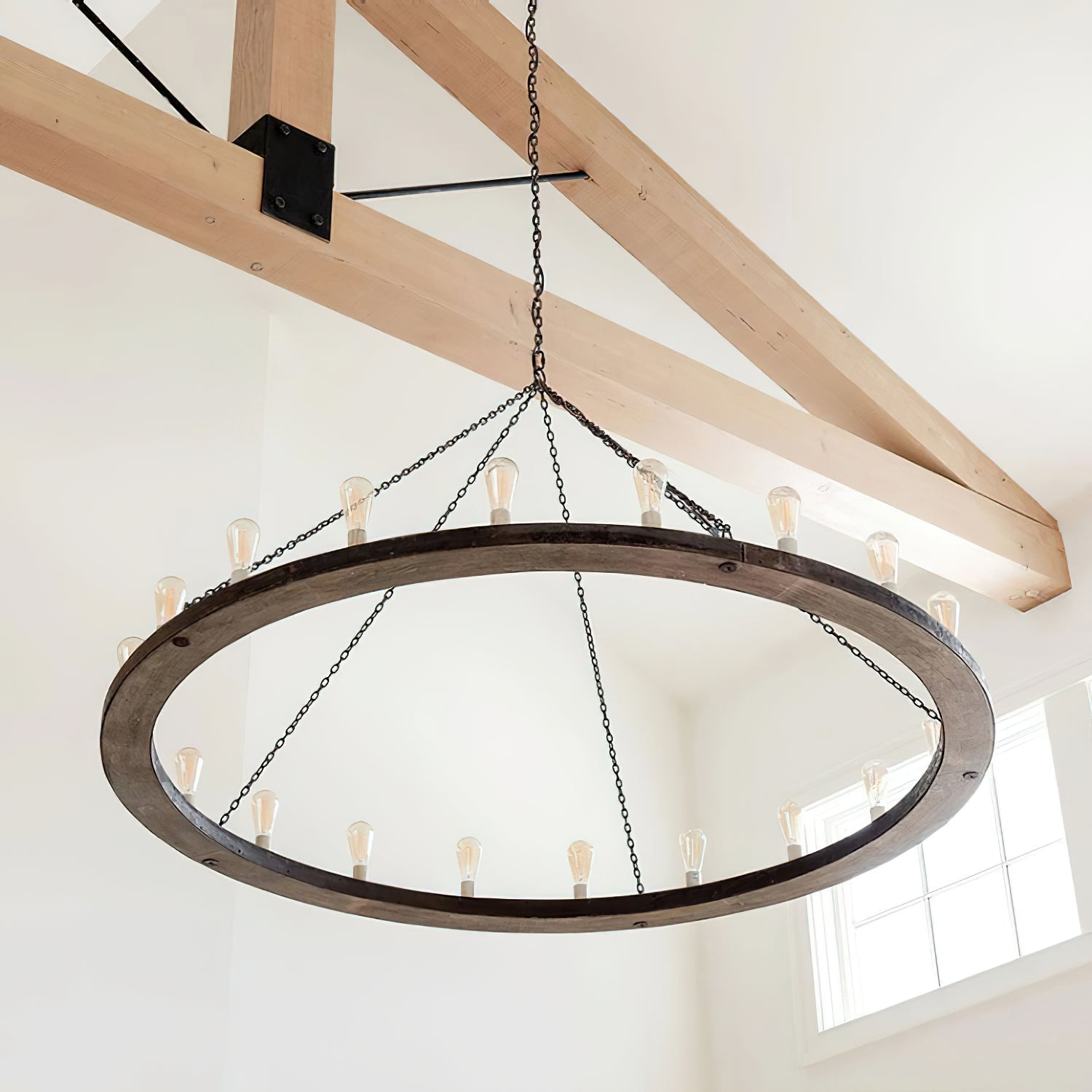 Armirila Vintage Industrial Wood Chandelier - Lamp Copper