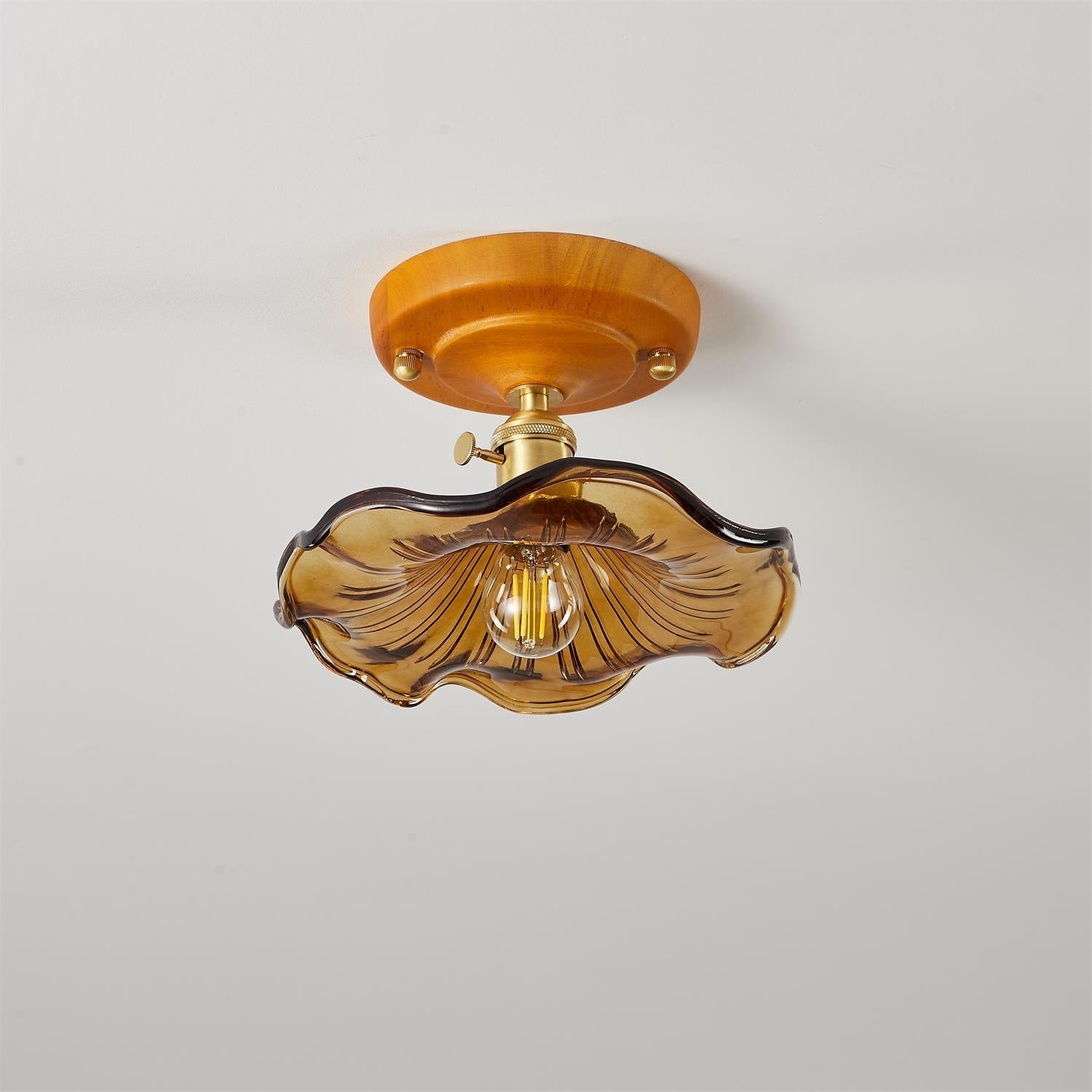 Aura Plafonnier Vintage Abat-jour Verre Laiton - Neutralighting