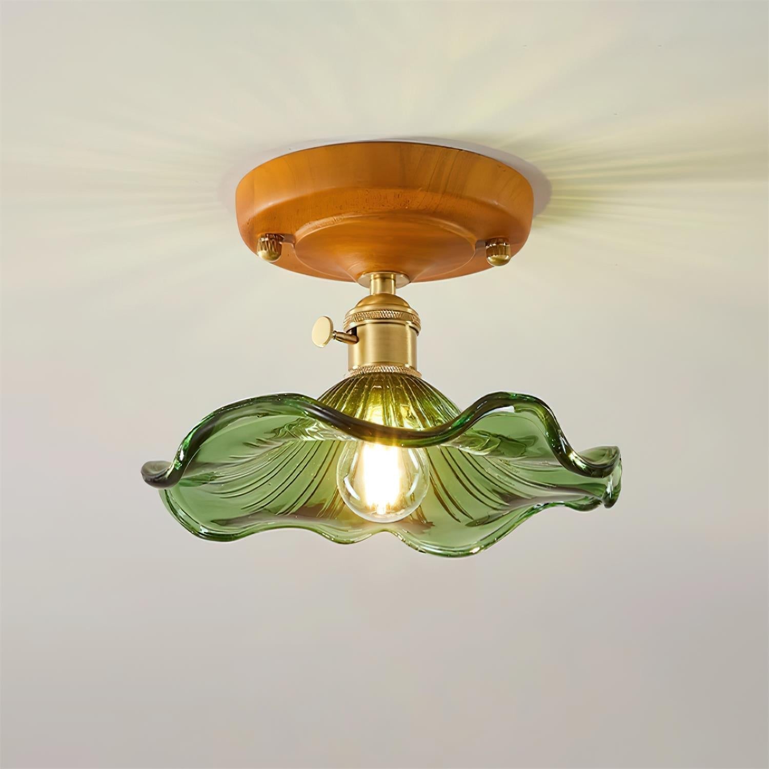 Aura Plafonnier Vintage Abat-jour Verre Laiton - Neutralighting