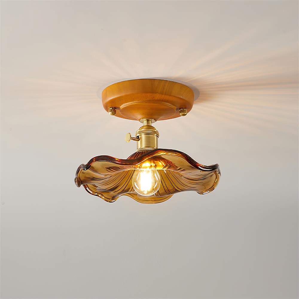 Aura Plafonnier Vintage Abat-jour Verre Laiton - Neutralighting