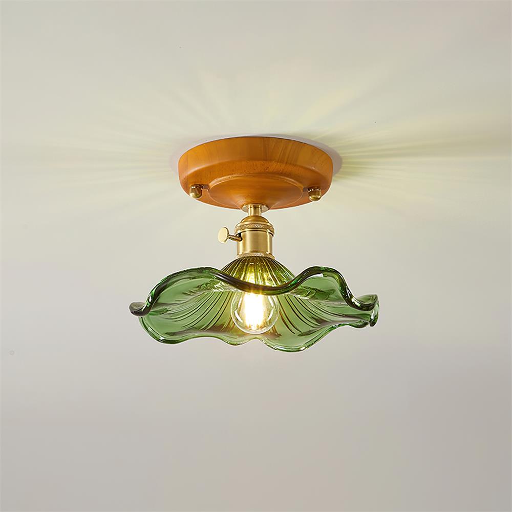 Aura Plafonnier Vintage Abat-jour Verre Laiton - Neutralighting
