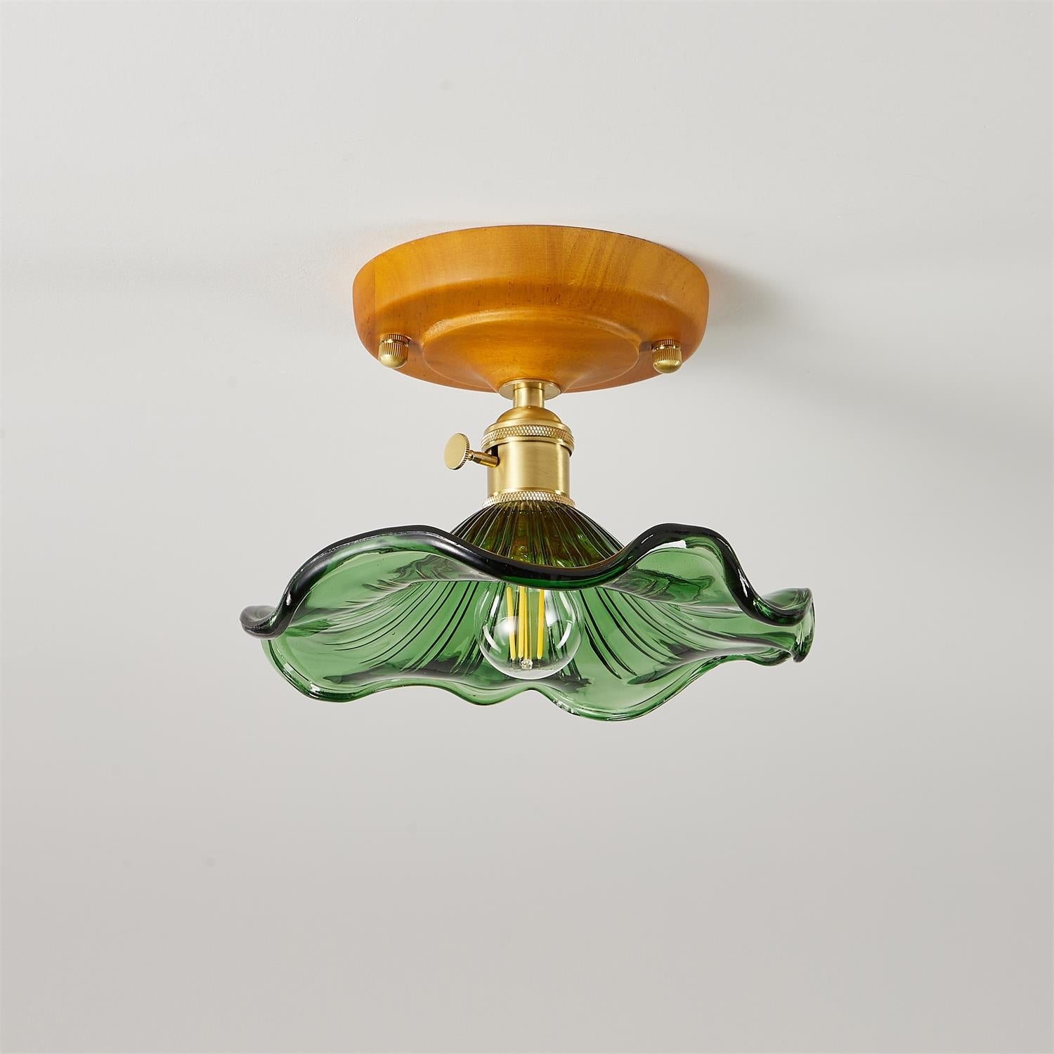 Aura Plafonnier Vintage Abat-jour Verre Laiton - Neutralighting