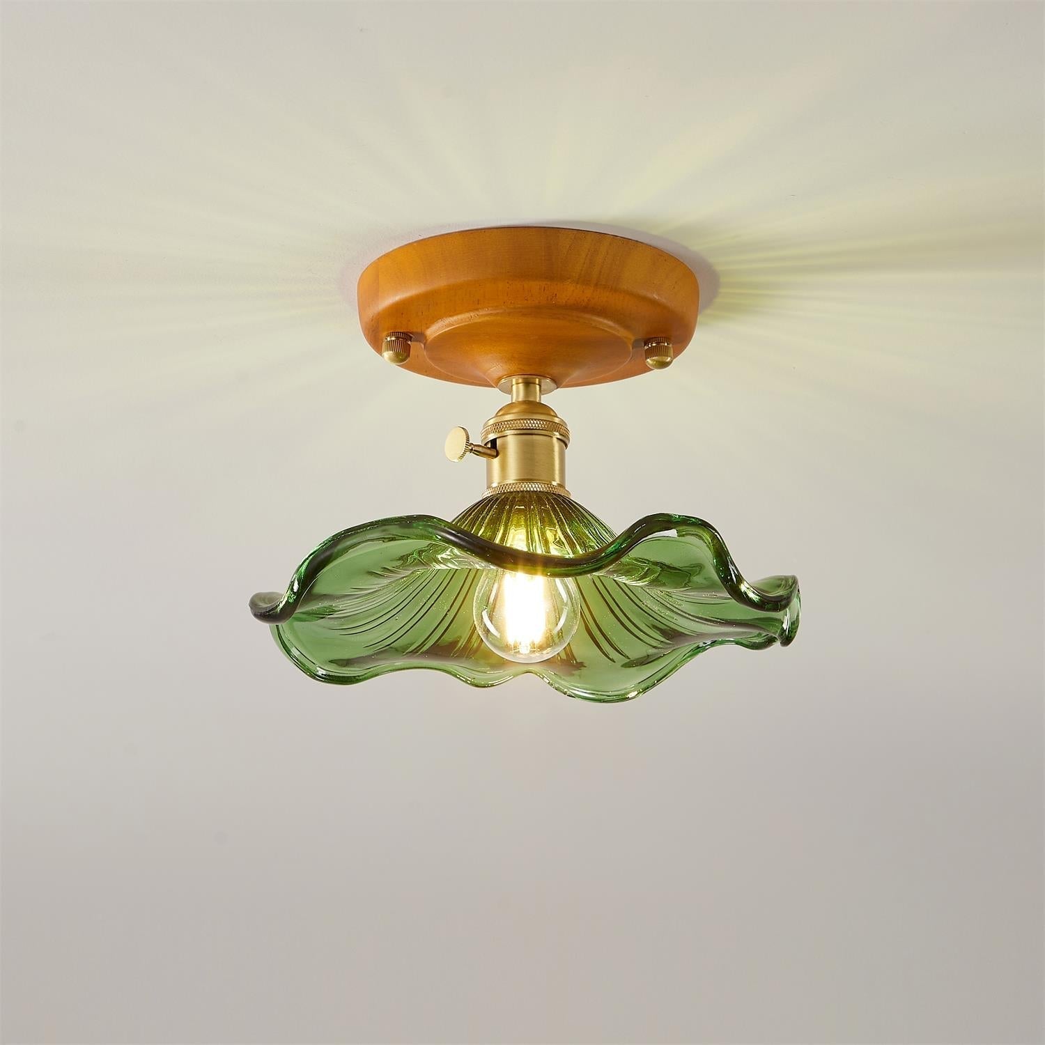 Aura Plafonnier Vintage Abat-jour Verre Laiton - Neutralighting