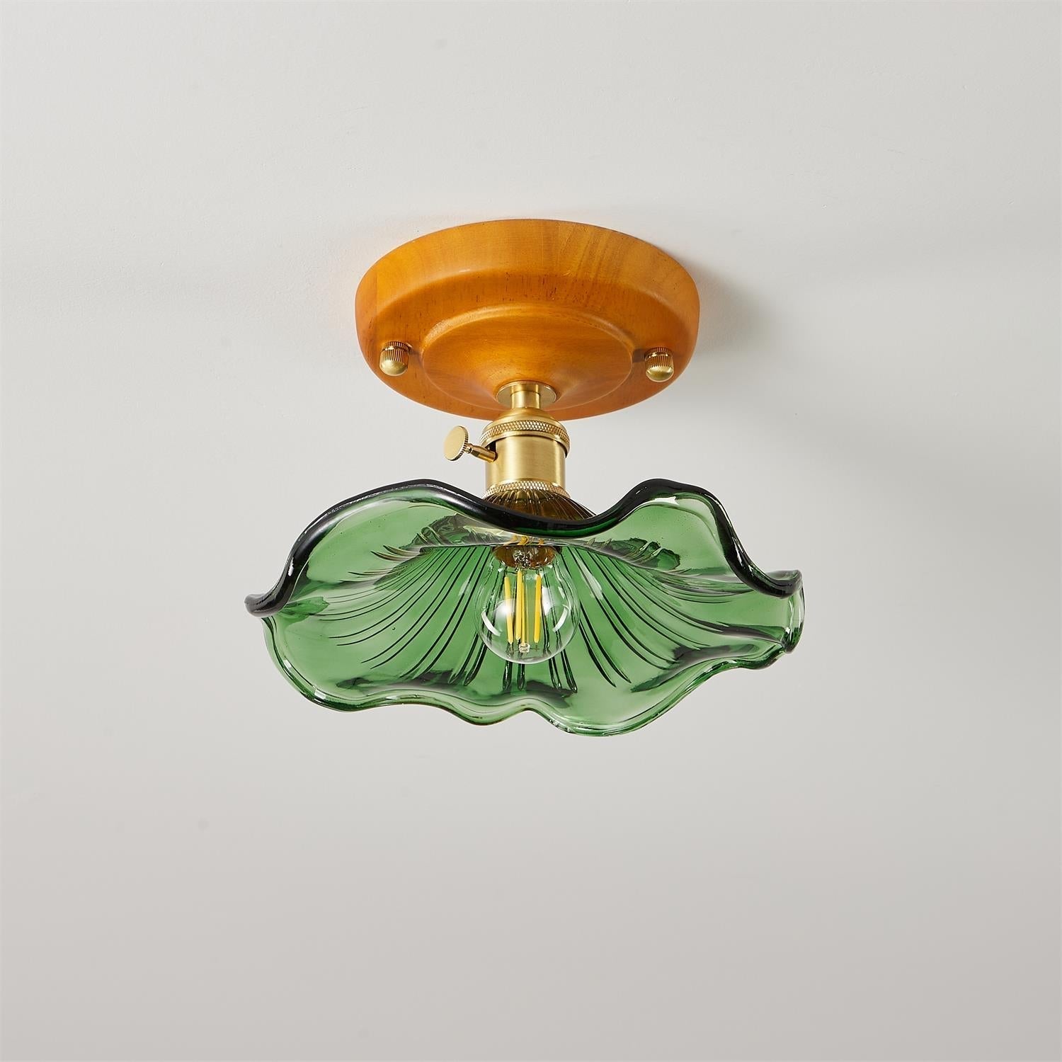 Aura Plafonnier Vintage Abat-jour Verre Laiton - Neutralighting