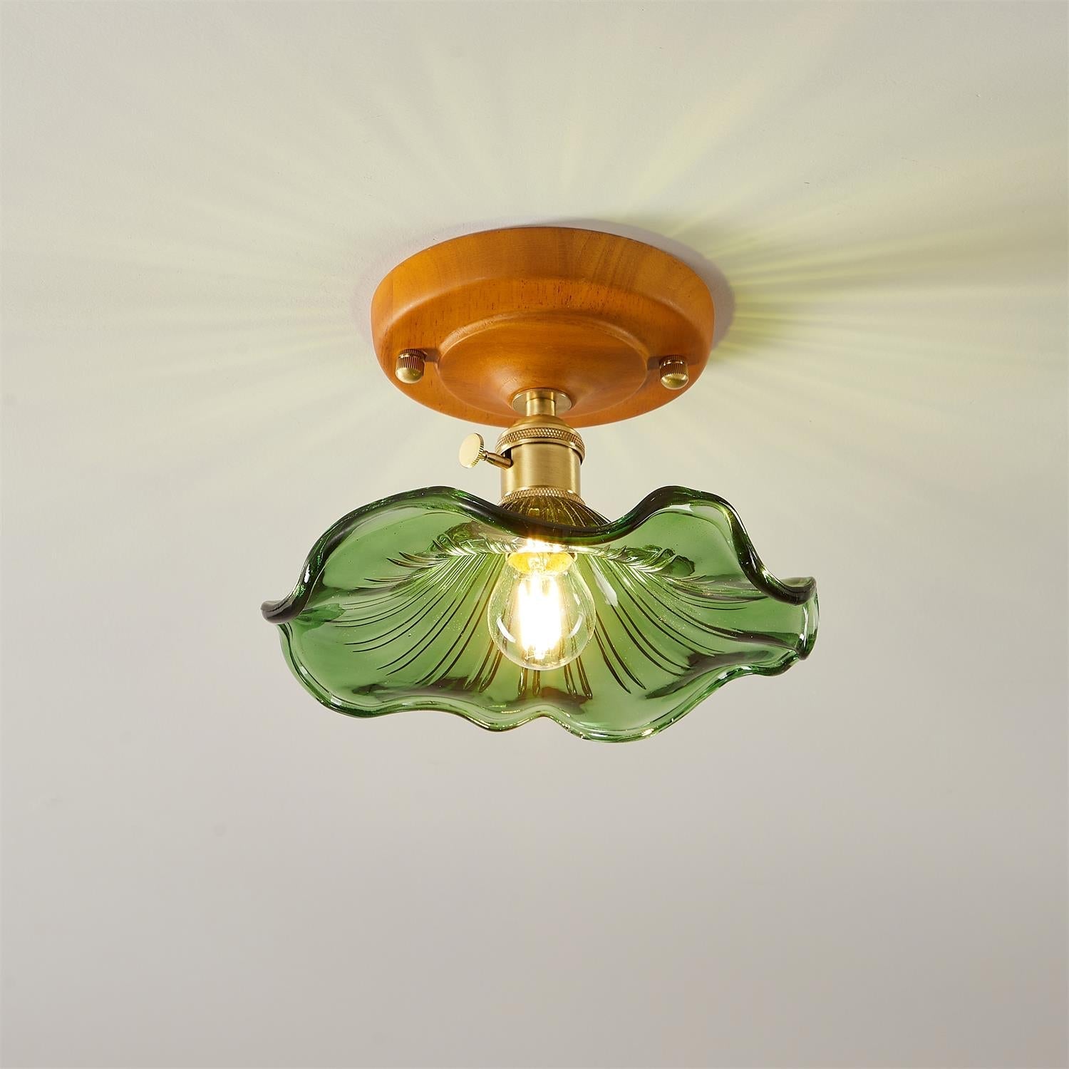 Aura Plafonnier Vintage Abat-jour Verre Laiton - Neutralighting
