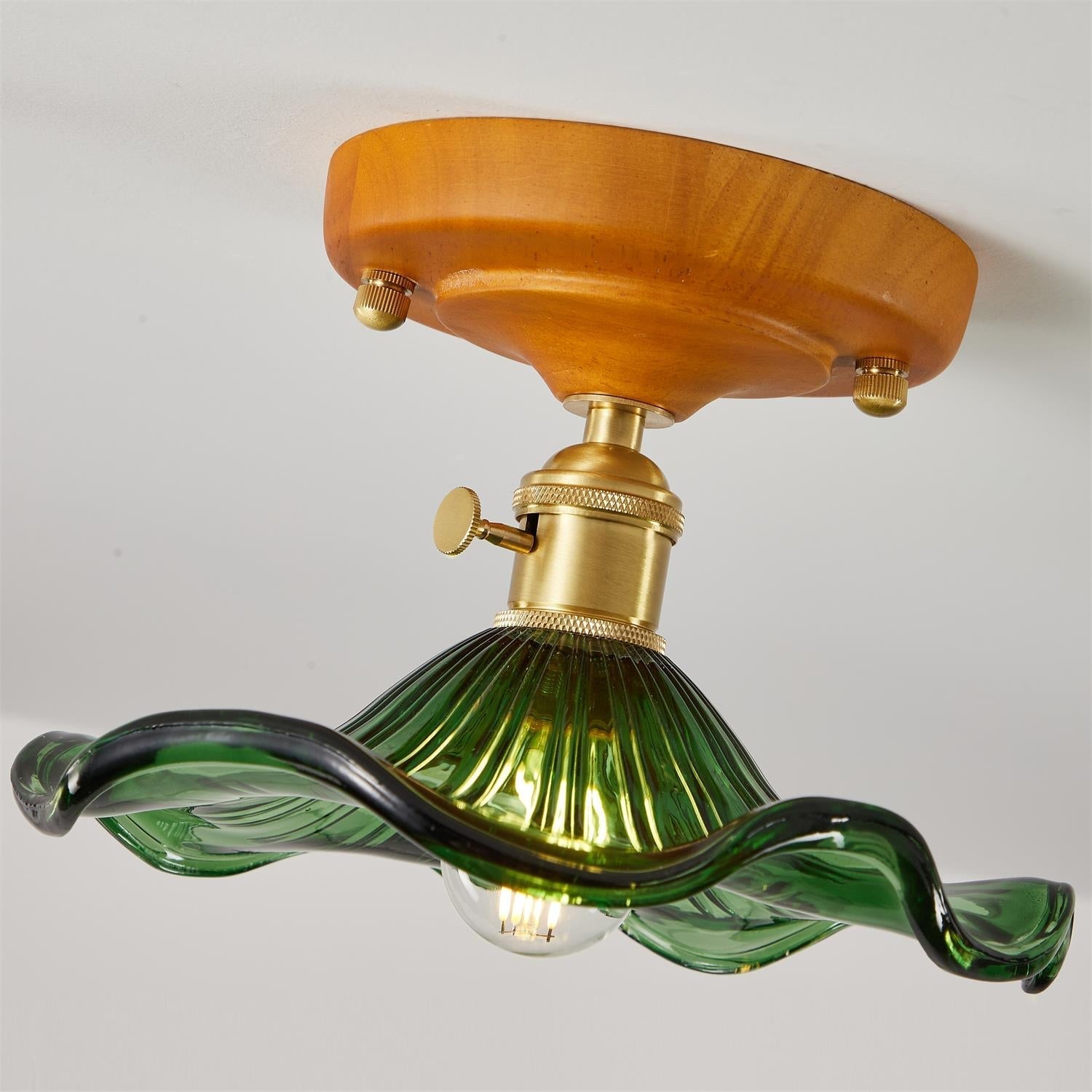 Aura Plafonnier Vintage Abat-jour Verre Laiton - Neutralighting