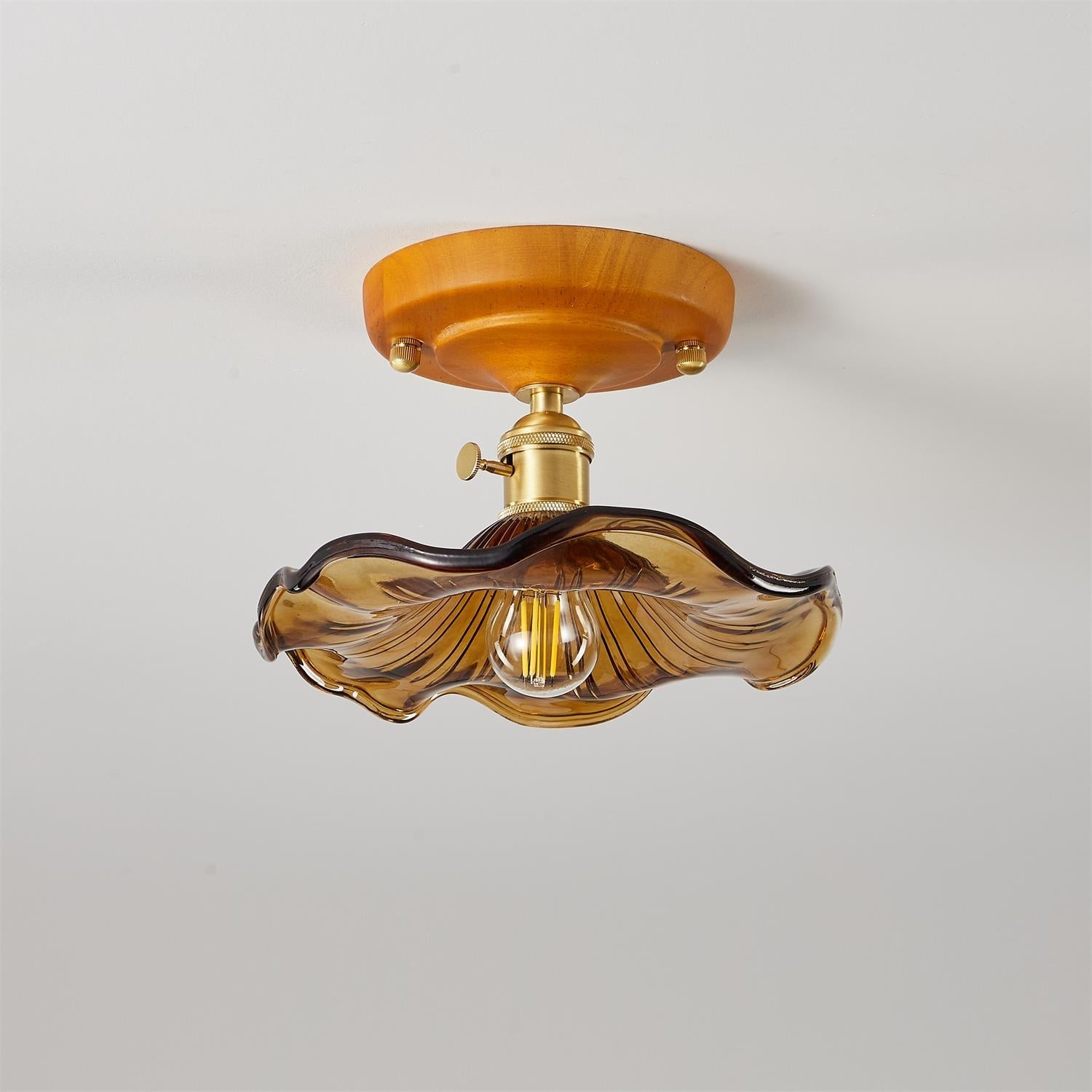 Aura Plafonnier Vintage Abat-jour Verre Laiton - Neutralighting